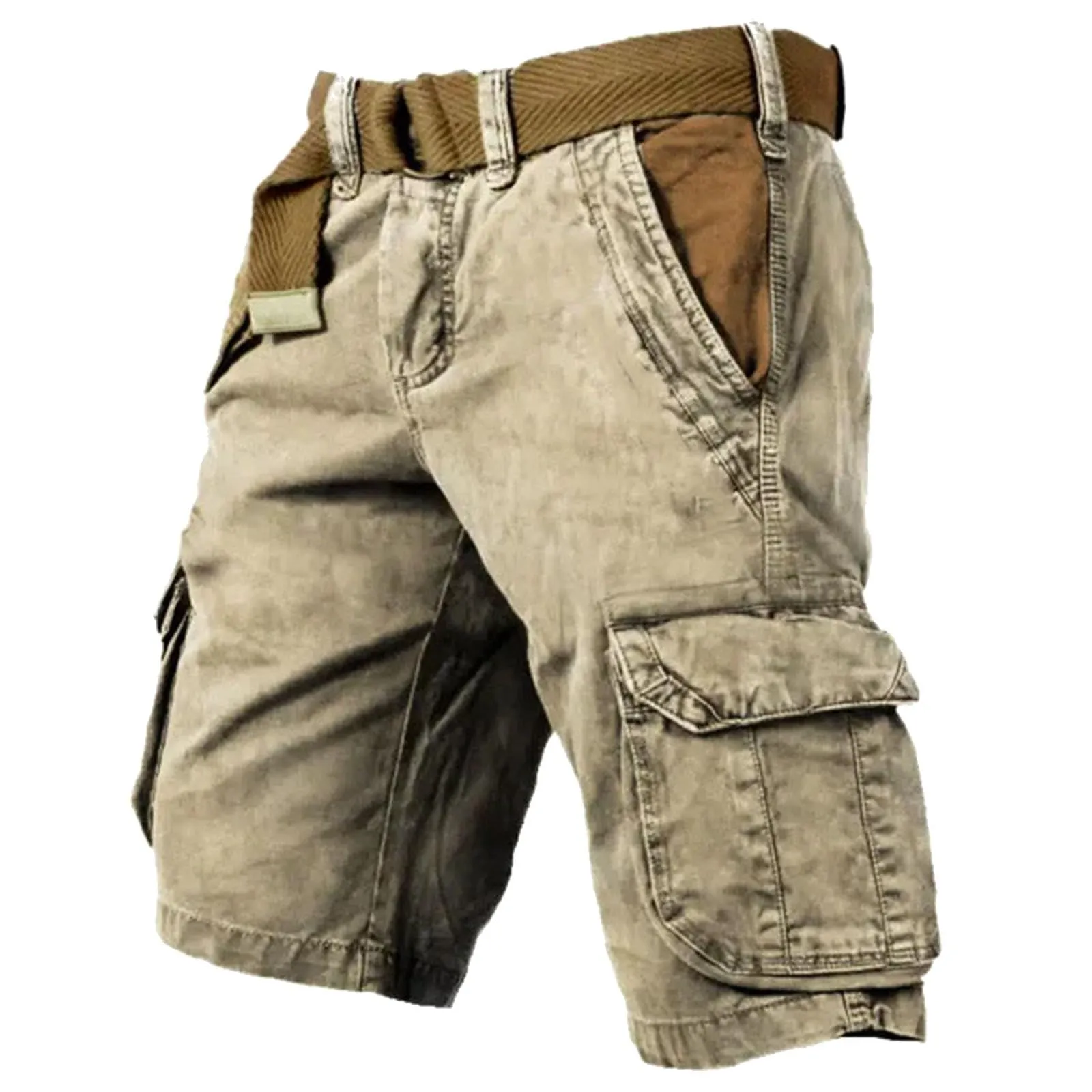 Pantaloncini Cargo Uomo Estivi, Pantaloncini Uomo Shorts Cargo Pantaloncini da Lavoro con Tasche Laterali Coulisse Vita Elasticizzato Pantaloni Corti Shorts Militari Baggy Cargo Shorts - immagine 1