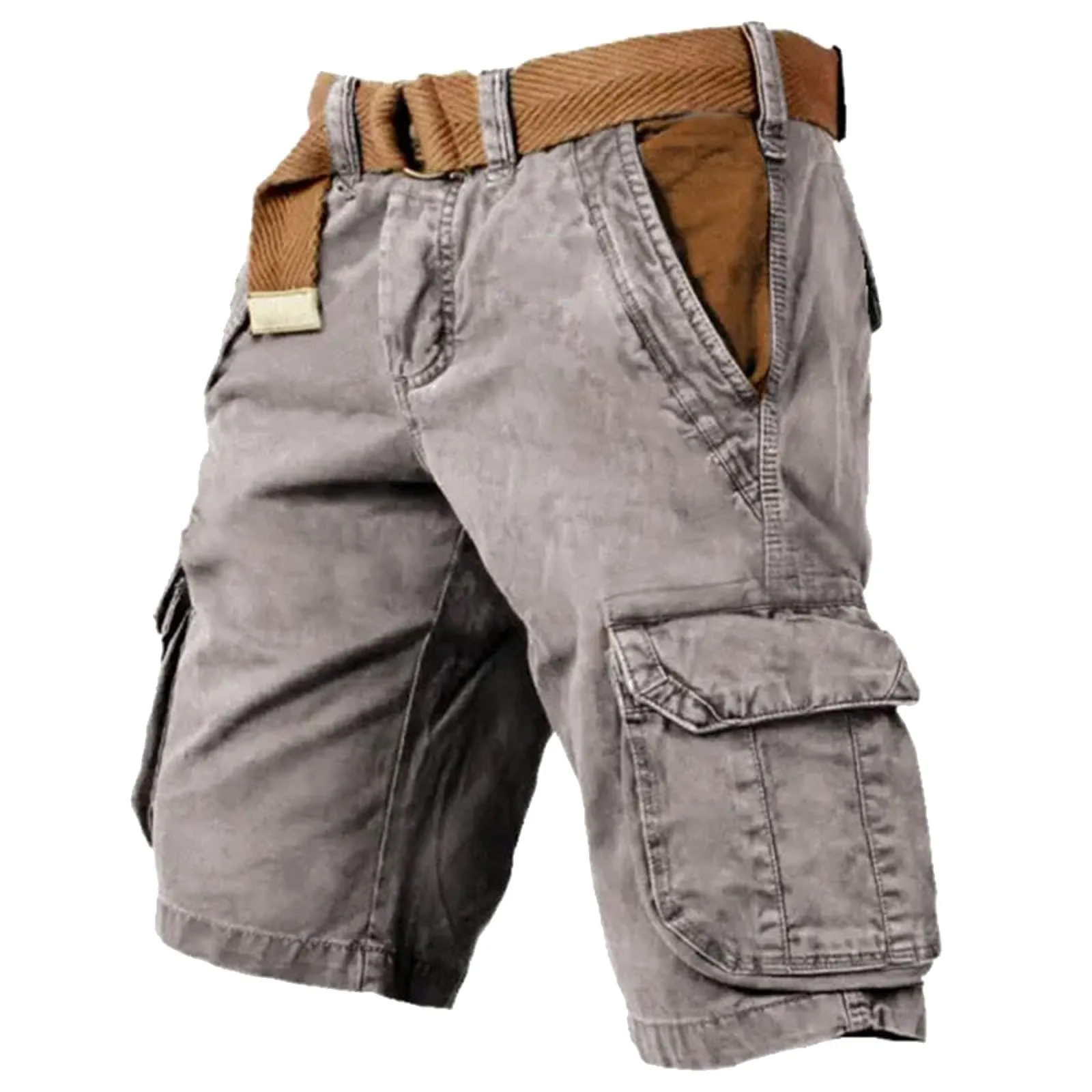 Pantaloncini Uomo Cargo, Pantaloncini Bermuda Cargo Shorts Pantaloncini da Combattimento Mimetici Casual in Cotone con Tasche Multiple Sportivi Shorts Ciclismo Militari Baggy Cargo Shorts - immagine 1