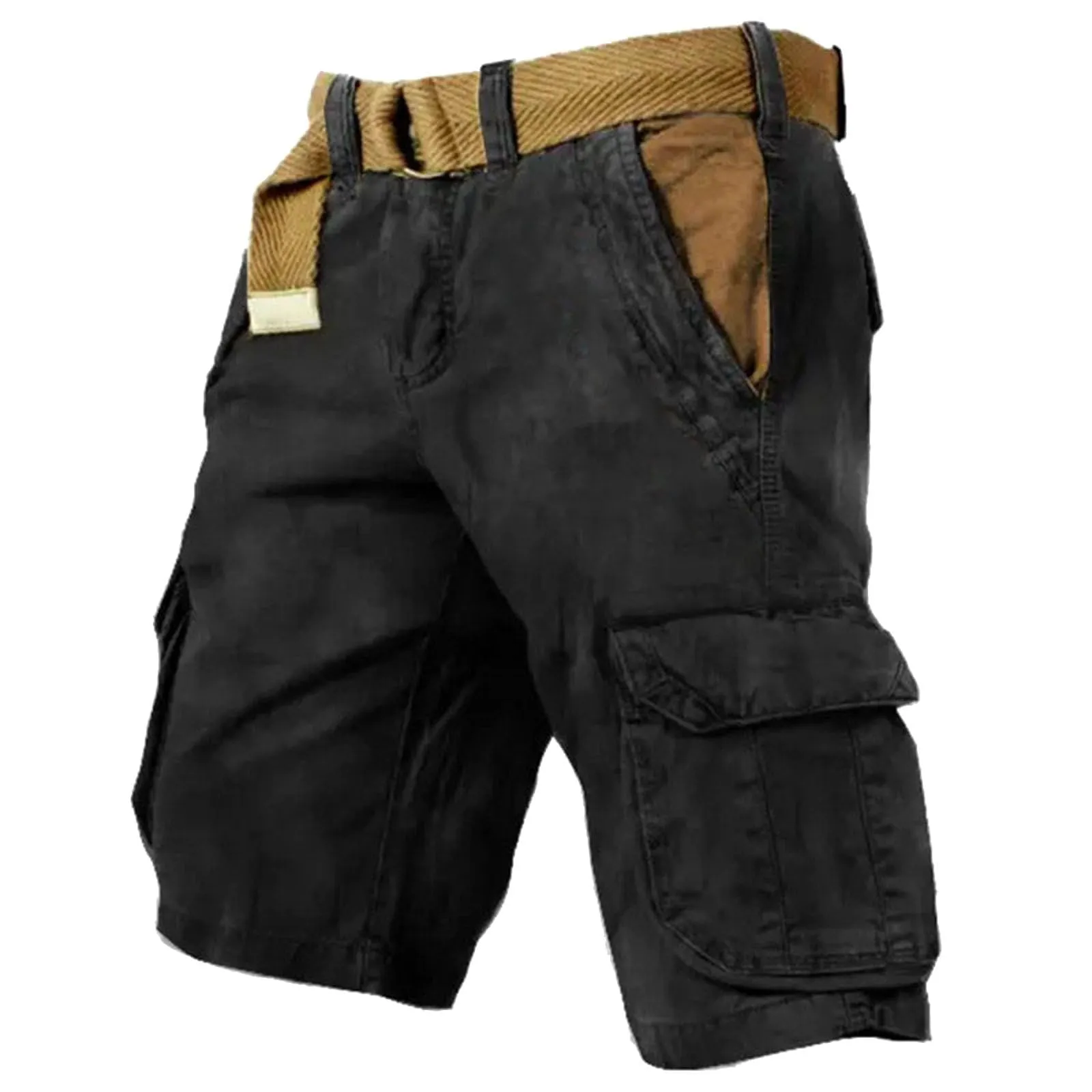 Uomo Cargo Pantaloncini, Bermuda Uomo Shorts Cargo Pantaloncini da Lavoro con Tasche Laterali Coulisse Vita Elasticizzato Pantaloncini Sportivi Leggero Militari Baggy Cargo Shorts - immagine 2