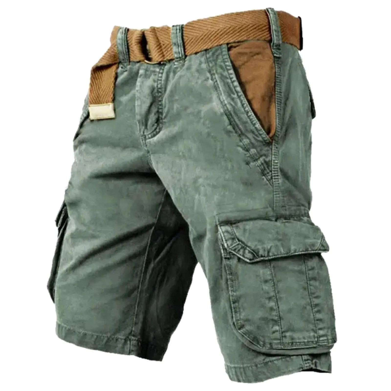 Pantaloncino Cargo Uomo, Bermuda Cargo Uomo Comode Pantalone Pantaloncini Uomo con Tasche Laterali Cotone Pantaloncini da Lavoro Confortevole Traspirante per Il Tempo Libero, - immagine 1