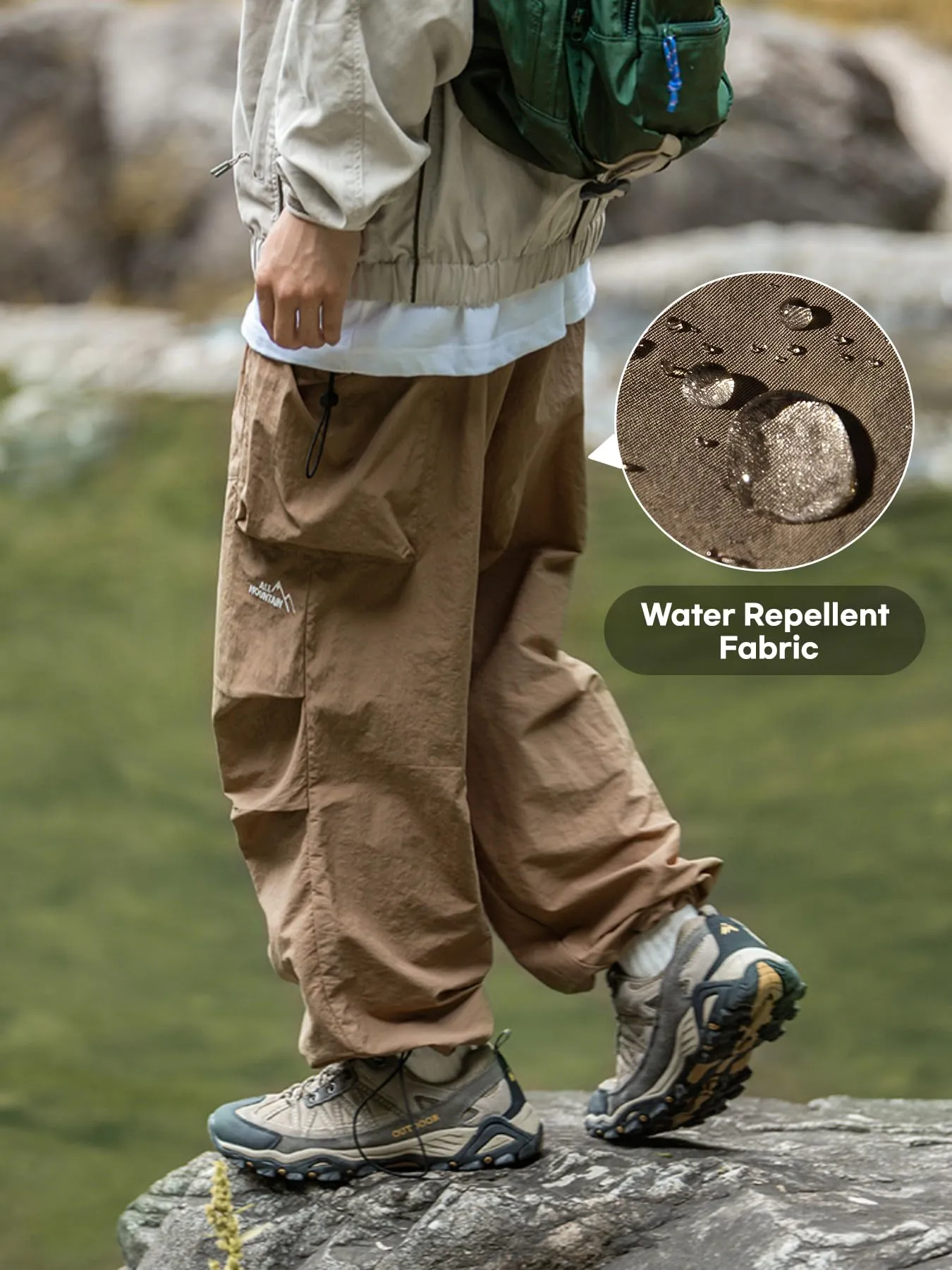 CAONAT Pantaloni Cargo da Uomo, Leggeri, Casual, Resistenti all'Acqua, per attività all'aperto, Pesca, Lavoro, Jogging, con Tasche Multiple, Cachi, L - immagine 5
