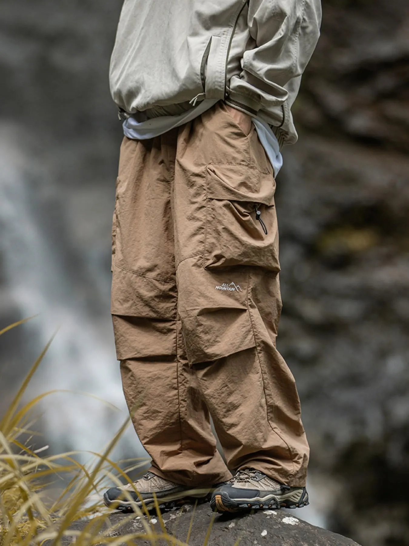 CAONAT, pantaloni cargo da uomo da escursione, pantaloni da jogging leggeri, casual, resistenti all'acqua, per l'outdoor, la pesca e il lavoro, con multi tasche, Kaki, XL - immagine 3