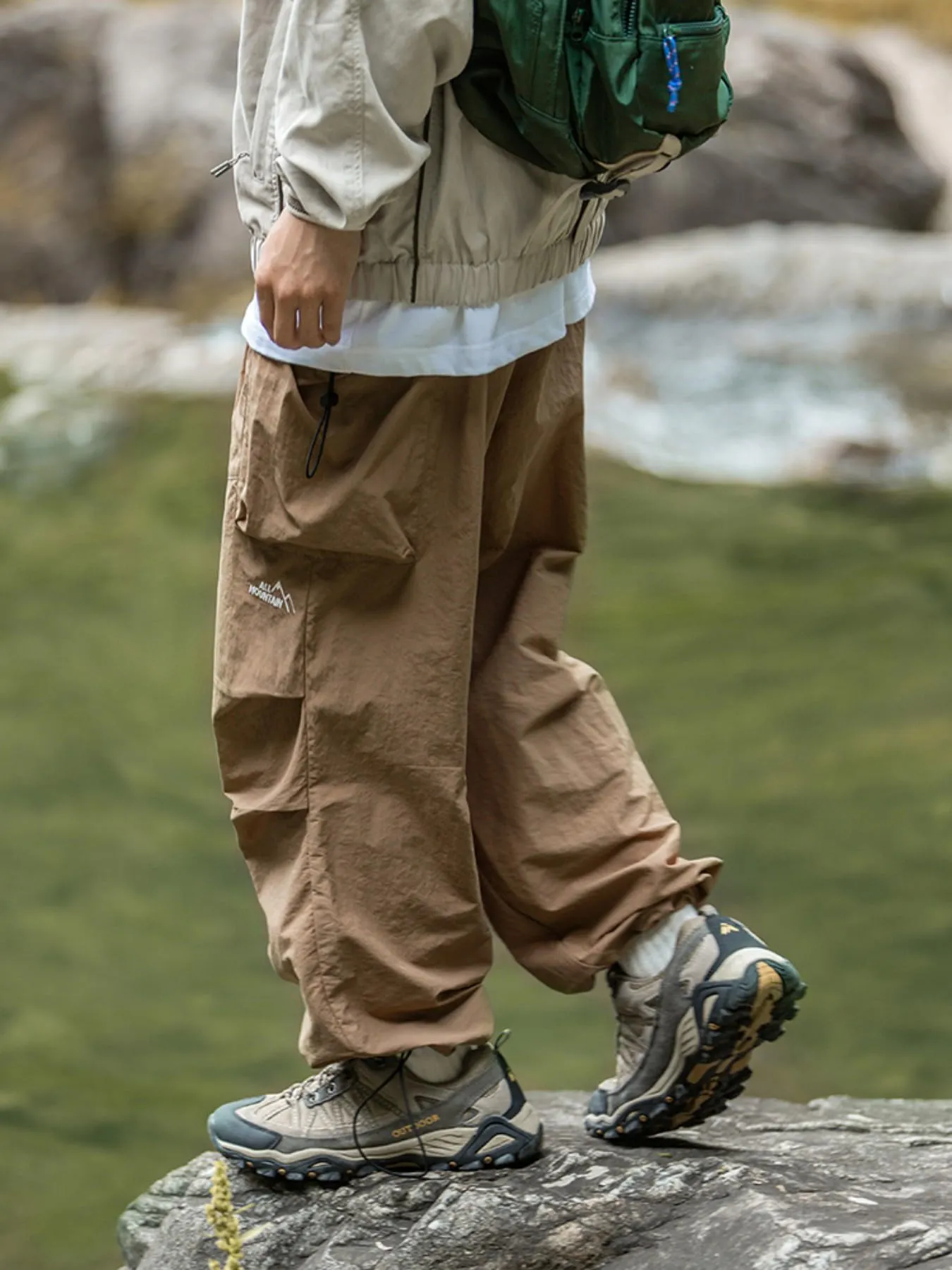 CAONAT, pantaloni cargo da uomo da escursione, pantaloni da jogging leggeri, casual, resistenti all'acqua, per l'outdoor, la pesca e il lavoro, con multi tasche, Kaki, XL - immagine 5