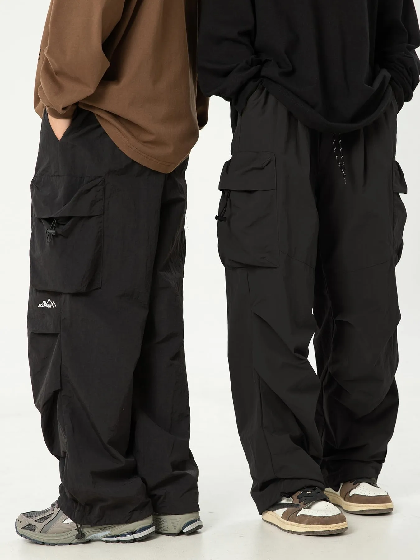 CAONAT Pantaloni Cargo da Uomo, Leggeri, Casual, Resistenti all'Acqua, per attività all'aperto, Pesca, Lavoro, Jogging, con Tasche Multiple, Nero, XL - immagine 2