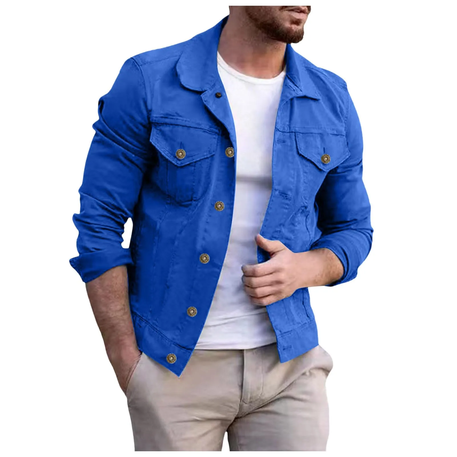 Giubbotto Jeans Uomo Estivo, Giubbini Primaverili Uomo, Giubbotto Casual Denim Giacca Giubbino Moto Slim Fit Jacket Taglie Forti Casual Denim Giacca in Jeans Vintage Denim Jacket - immagine 1