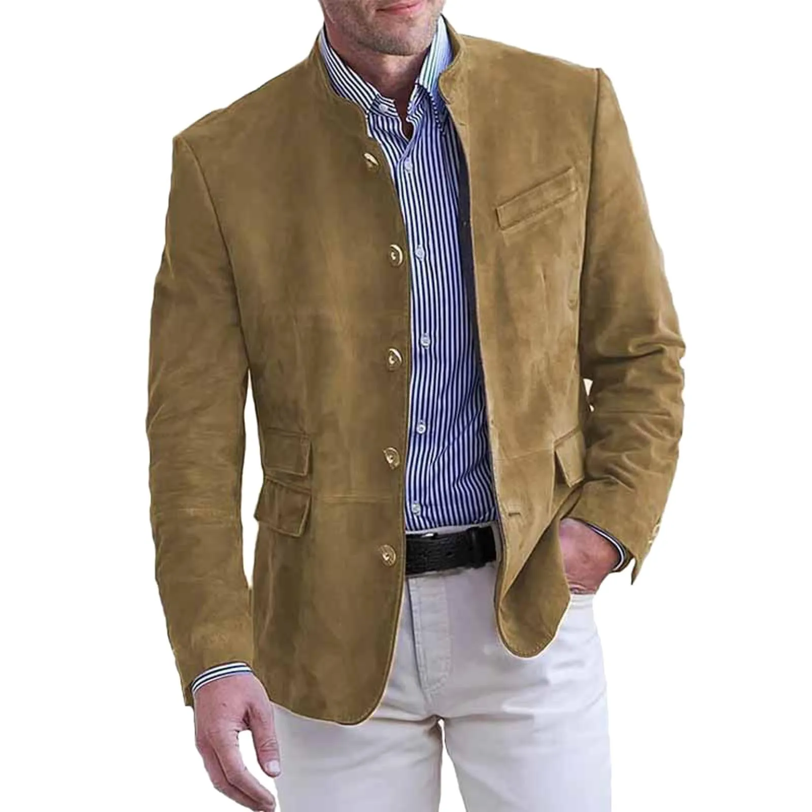Blazer da Uomo Sportivo, Monopetto a Quadri con Due Bottoni Blazer da Abito Slim Fit Casual da Lavoro Sottile Ed Elegante per Smoking Giacca Business da Lavoro da Smoking da Matrimonio Jacket Giacca - immagine 2