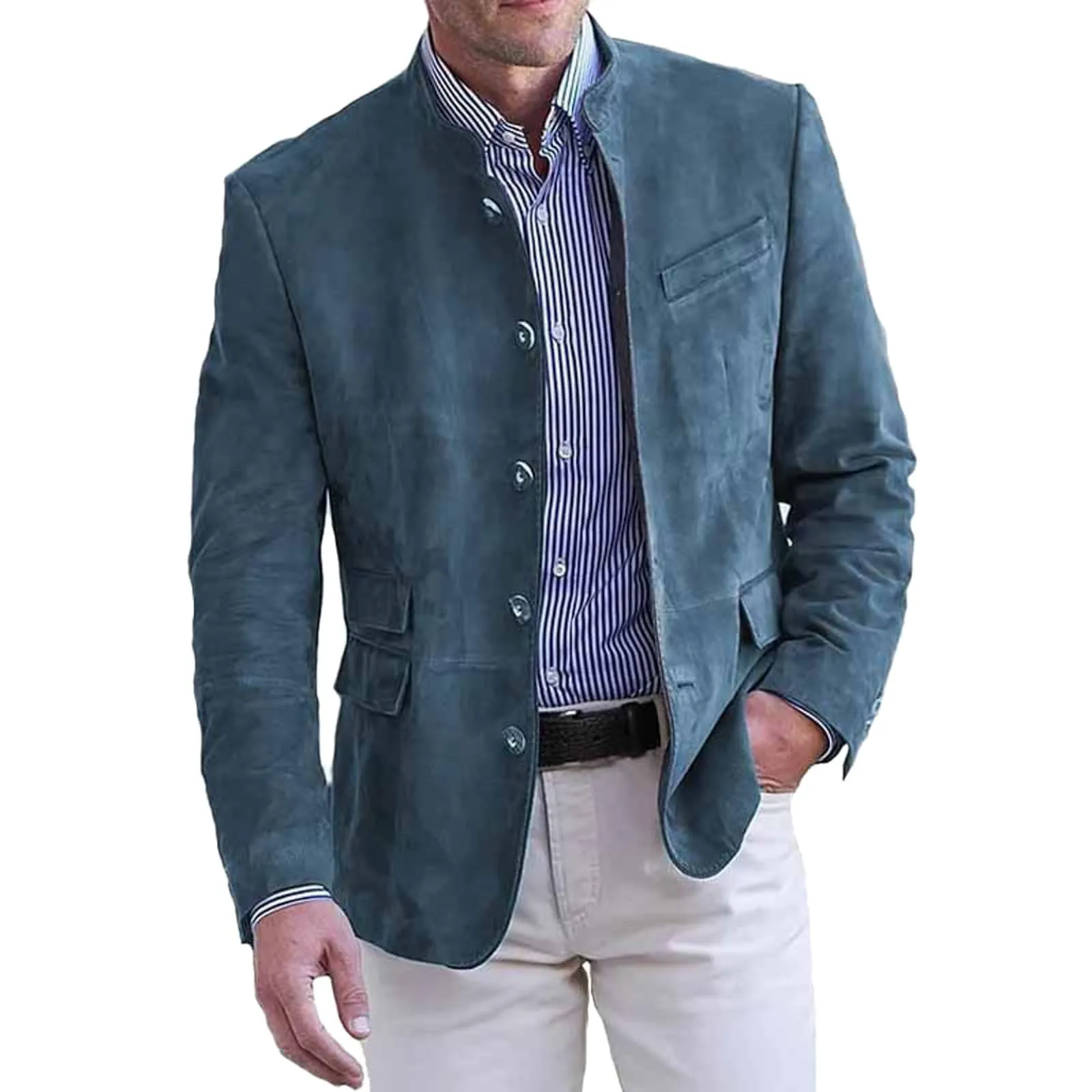 Blazer da Uomo Taglie Forti, Regular con Un Bottone Suit Jacket Giacca Elegante Formale Giacchetto Primaverile Uomo Cappotto Casual Affari Formale Cena per Il Tempo Libero - immagine 1