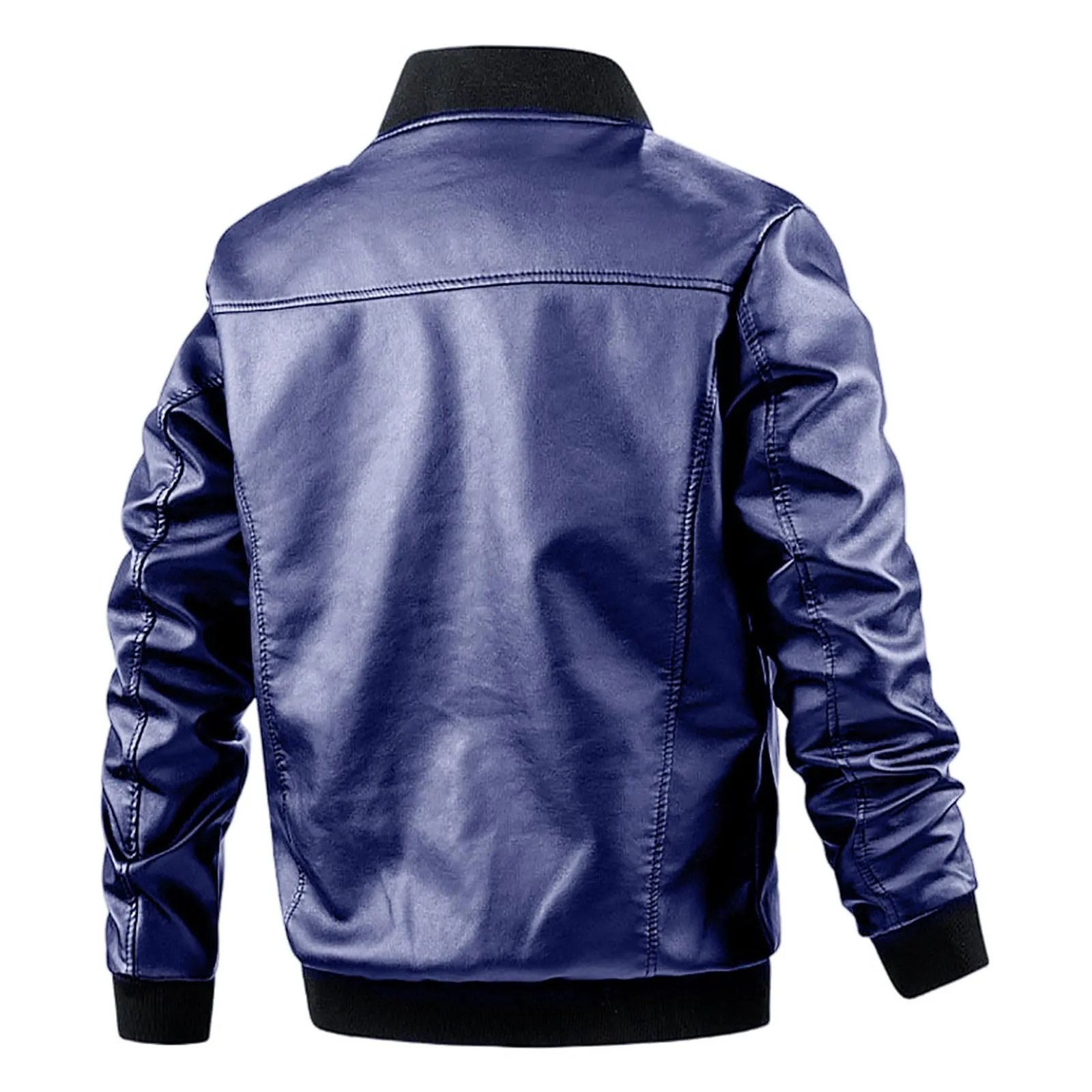 Giacca in Pelle Uomo, Giacca da Uomo in Similpelle con Collo Alto di Transizione Matelassee Moto Pilota Zippato Cerniera Casual Giacche da Moto Giacca Baseball Giacca Uomo Elegante - immagine 2