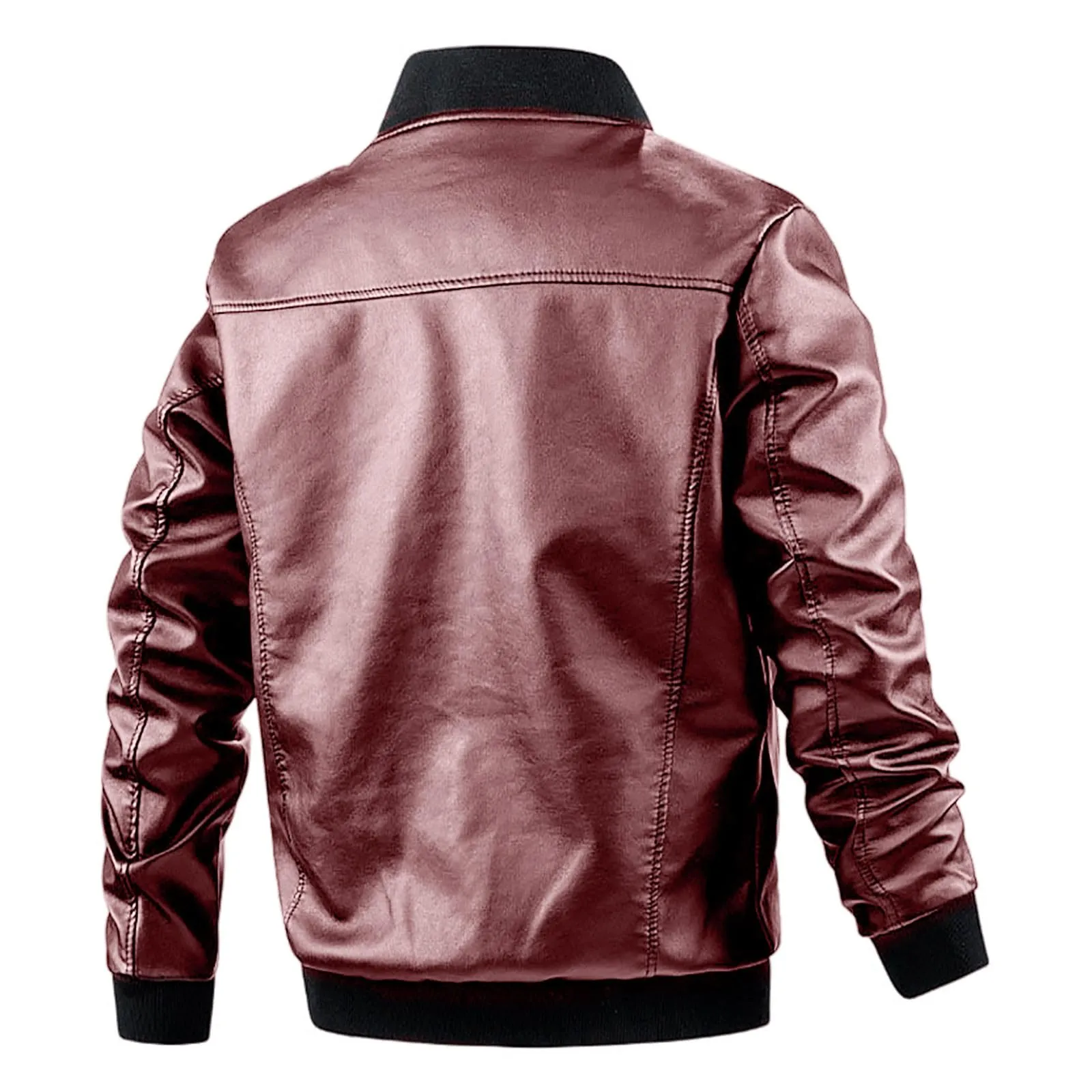 Giacca in Pelle Uomo, Giacca da Uomo in Similpelle con Collo Alto di Transizione Matelassee Moto Pilota Zippato Cerniera Casual Giubbotto da Moto Giacca Baseball Giacche da Moto - immagine 2