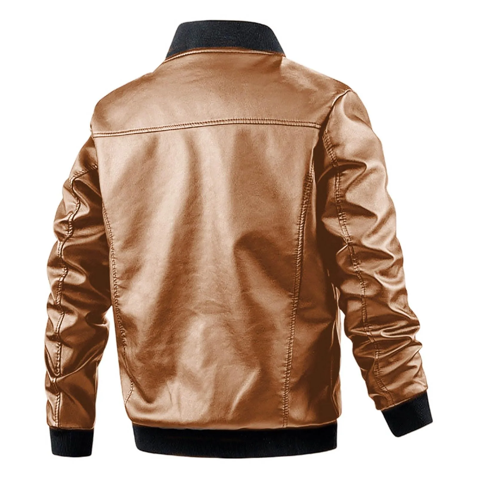 Giubbotto Pelle Moto Uomo, Bomber con Colletto alla Coreana con Cerniera Nero Giacca da Motociclista Slim Fit Leggera Giacca Moto Estiva Giacca a Vento alla Moda, Classica, Nero - immagine 2