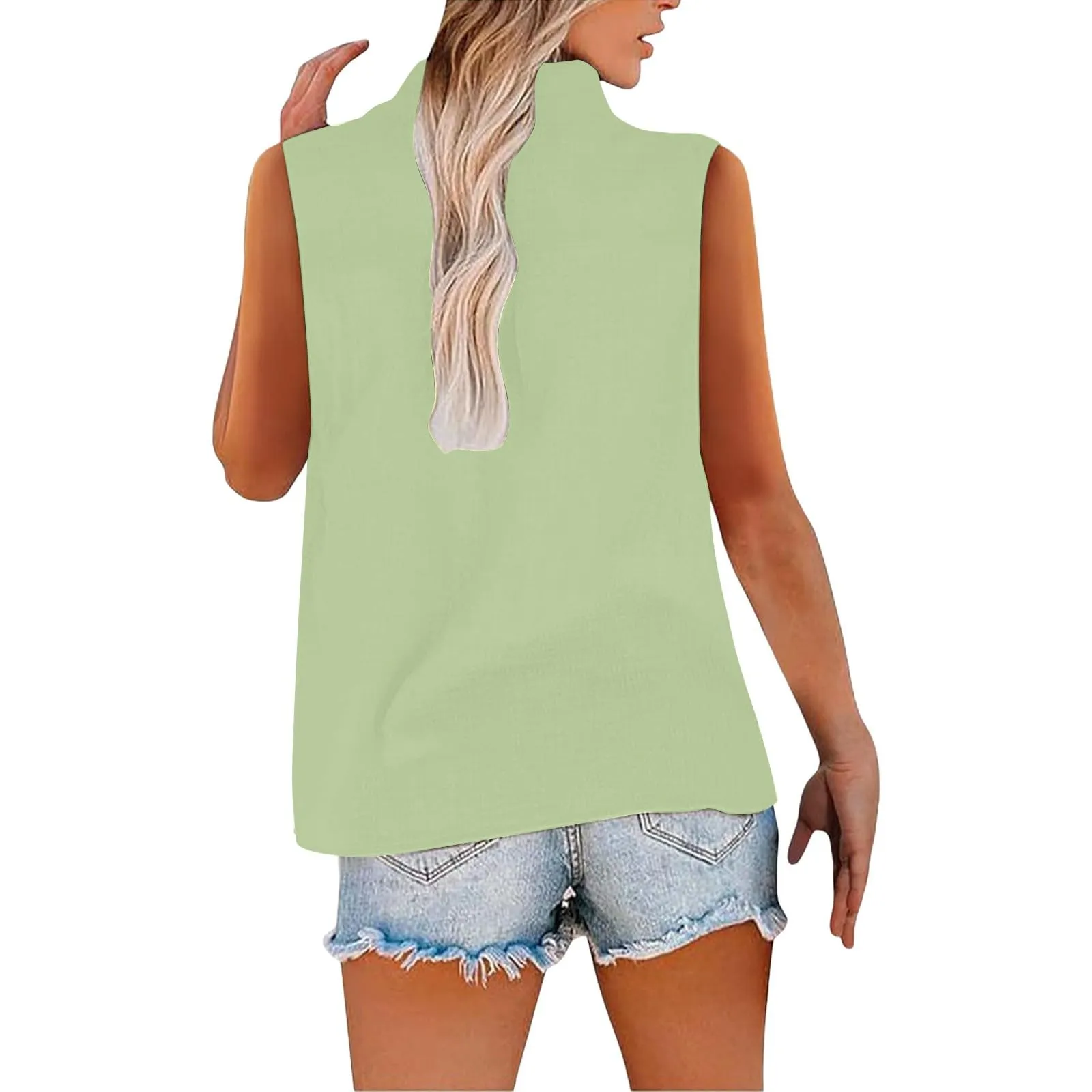 Camicetta in lino da donna, estiva, oversize, senza maniche, elegante, con scollo a V, per il tempo libero, grandi dimensioni, camicetta per tutti i giorni, Gn1, 4XL - immagine 5