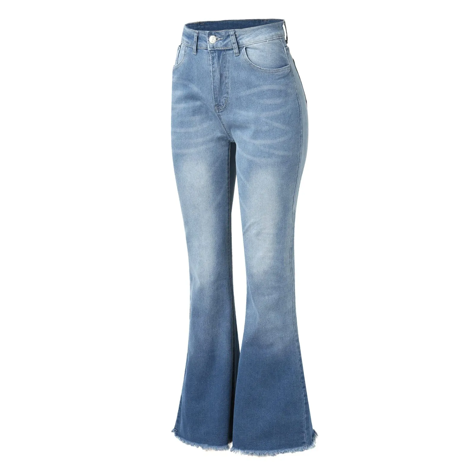 Generico Jeans a Flared D'elefante da Donna, Pantaloni Denim Donna Larghi 90's Jeans Donna Curvy Bootcut Gamba Larga Casual Larghi a Vita Bassa Estivi Pantalone Donna Curvy Pantaloni da Yoga - immagine 5