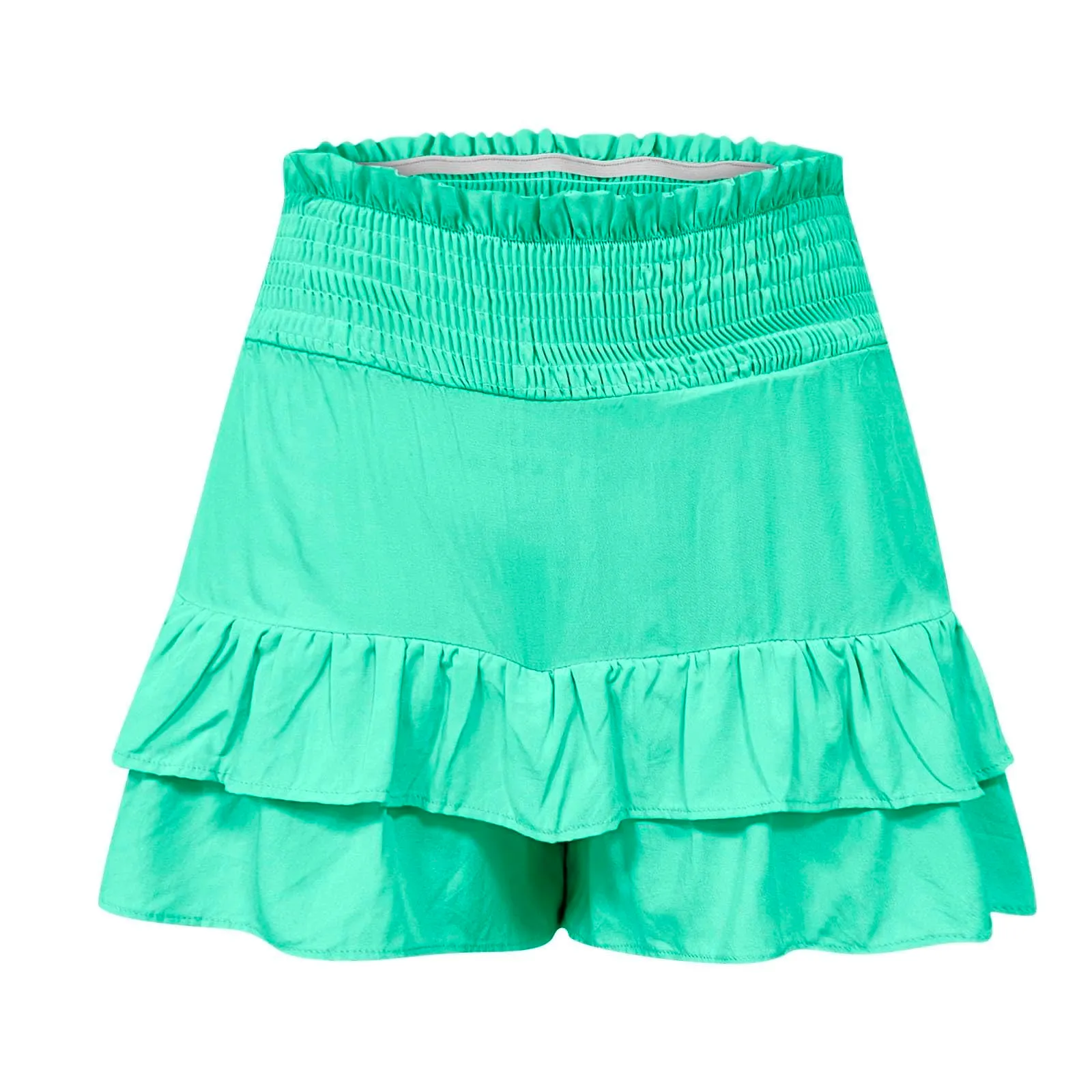 Gonne fluide a vita alta da donna Boho Pantaloncini con volant a pieghe Pantaloncini da tennis estivi Pantaloncini da spiaggia Casual gonne a strati, Verde menta, M - immagine 6