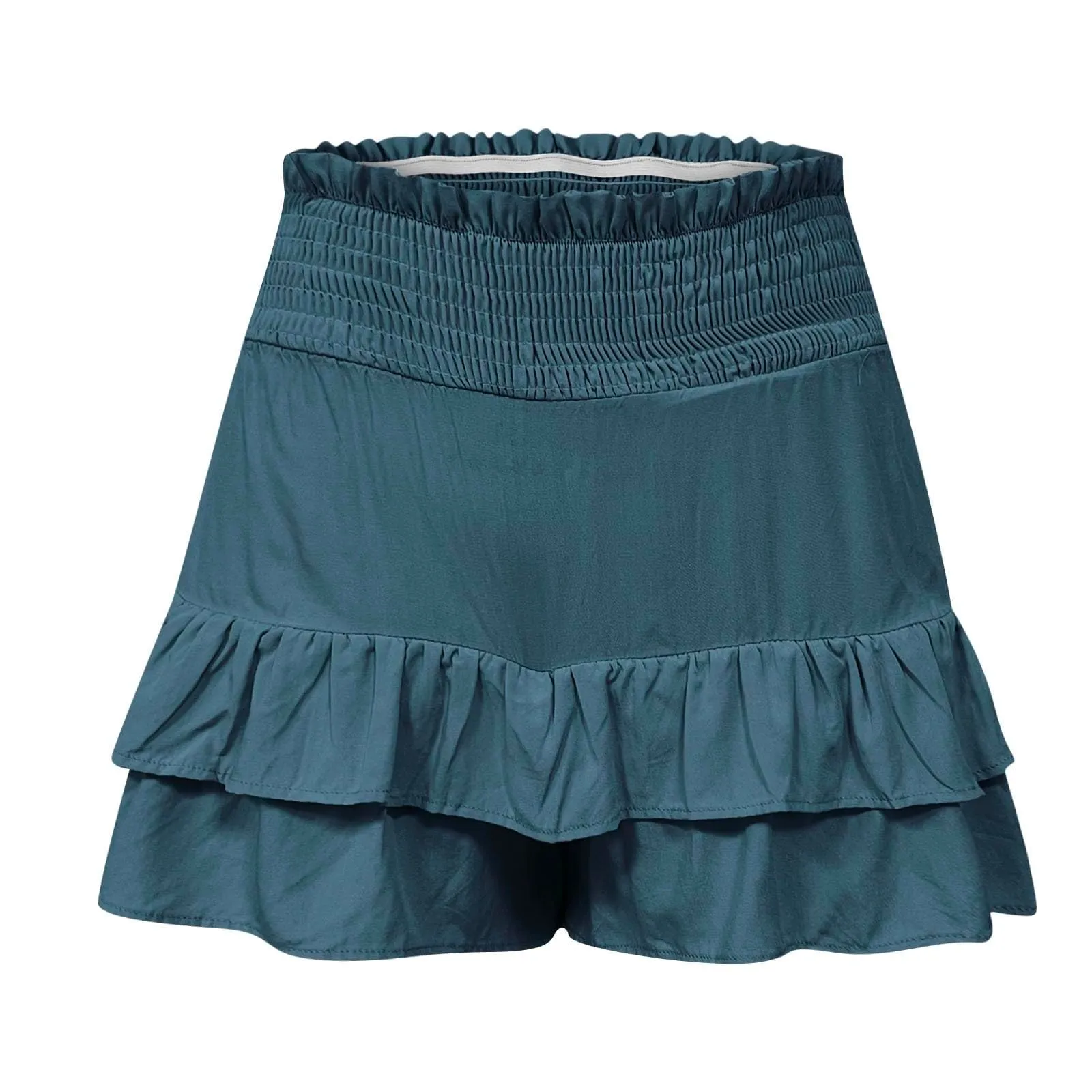 Gonne fluide a vita alta da donna Boho Pantaloncini con volant a pieghe Pantaloncini da tennis estivi Pantaloncini da spiaggia Casual gonne a strati, Marina Militare, S - immagine 6
