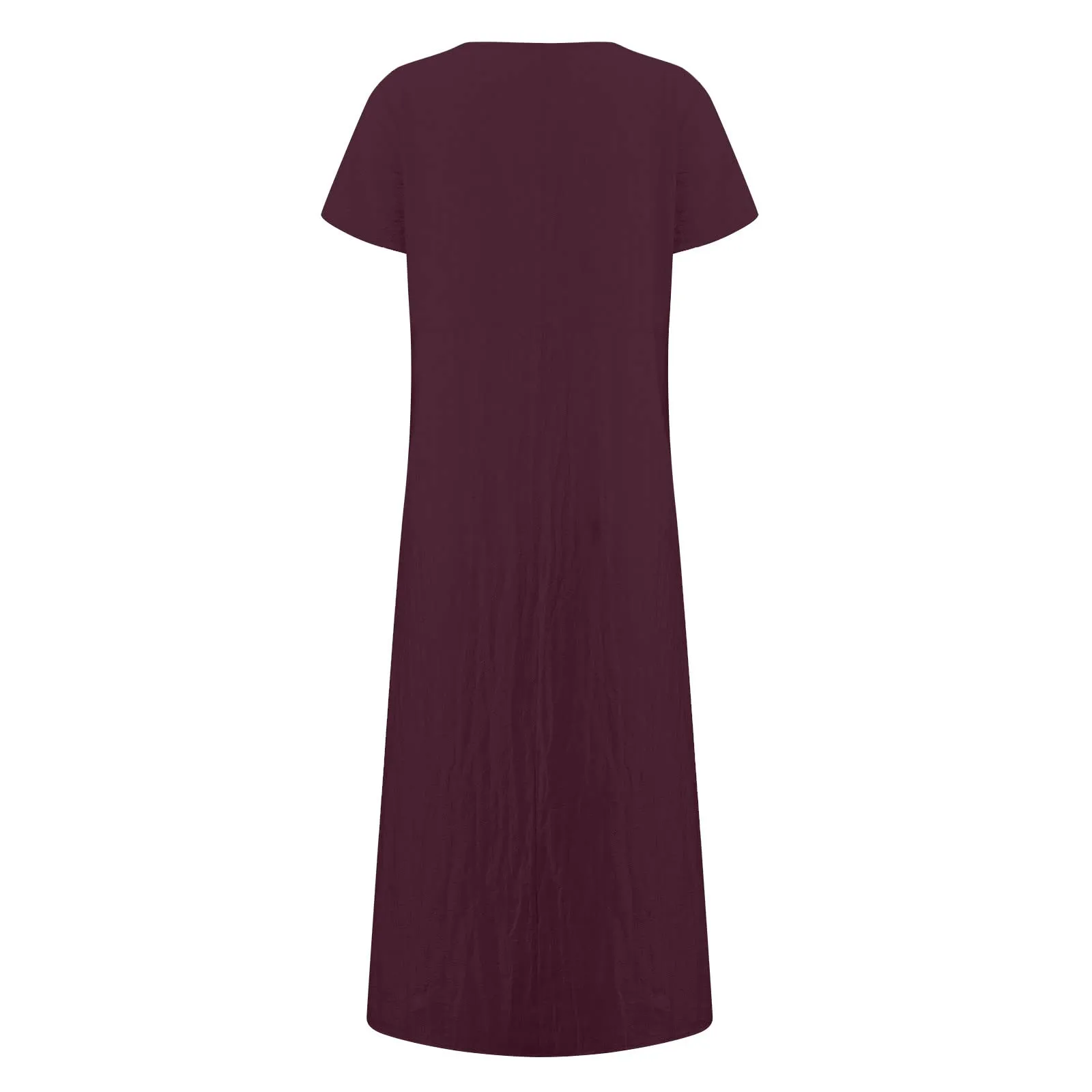Abito estivo da donna, elegante, in lino, casual, girocollo, a maniche corte, lungo, in cotone, linea A, maxi abito da spiaggia, leggero, alla moda, per il tempo libero, rosso vivo, 4XL - immagine 5