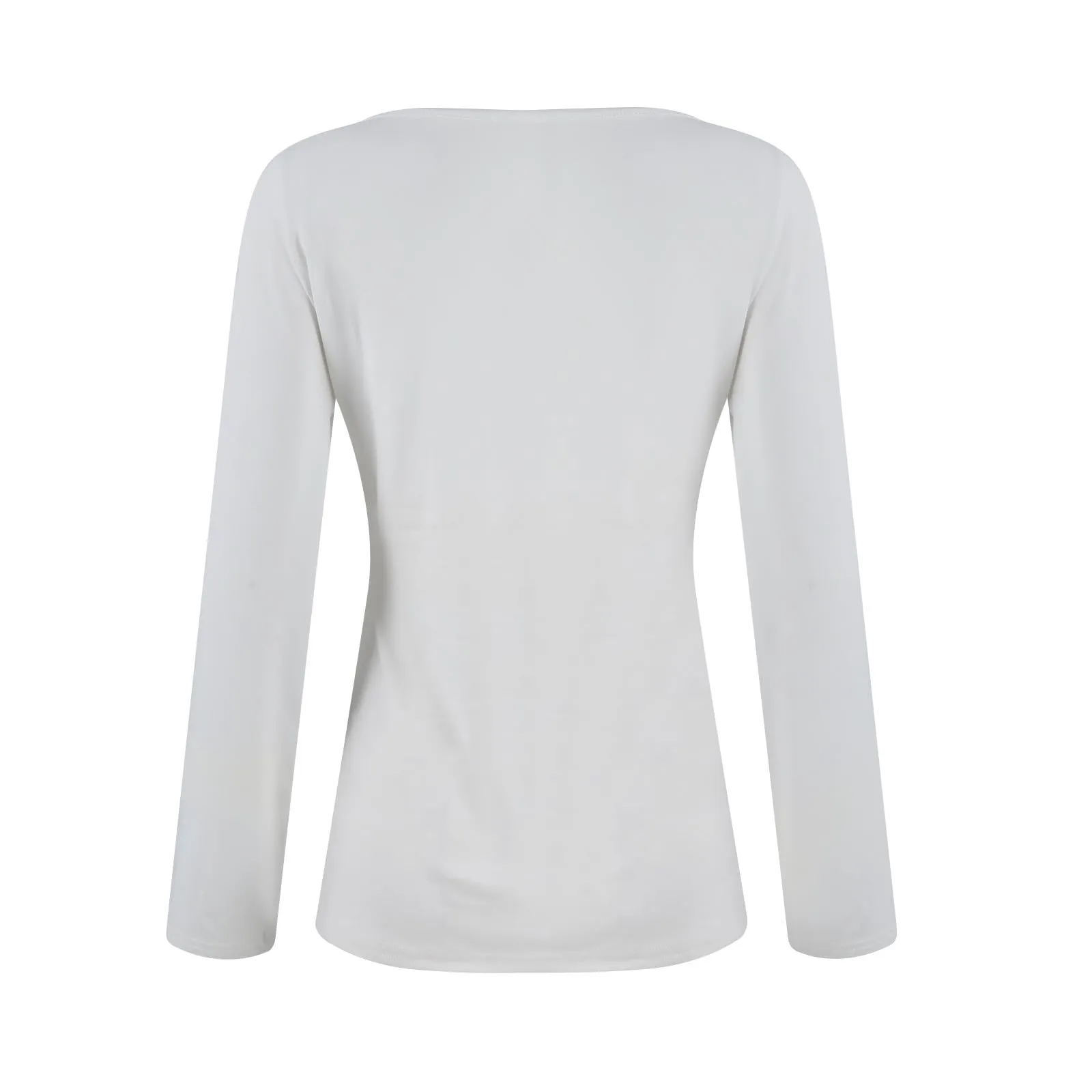 MOKBAY Magliette Donna Manica Lunga Sexy Manica Lunga Attillata Curvy Invernale Slim Fit Tshirt Tinta Unita Maglie Eleganti Elegante Top Maniche Lunghe Maglia Maglia Bianca Donna M - immagine 5