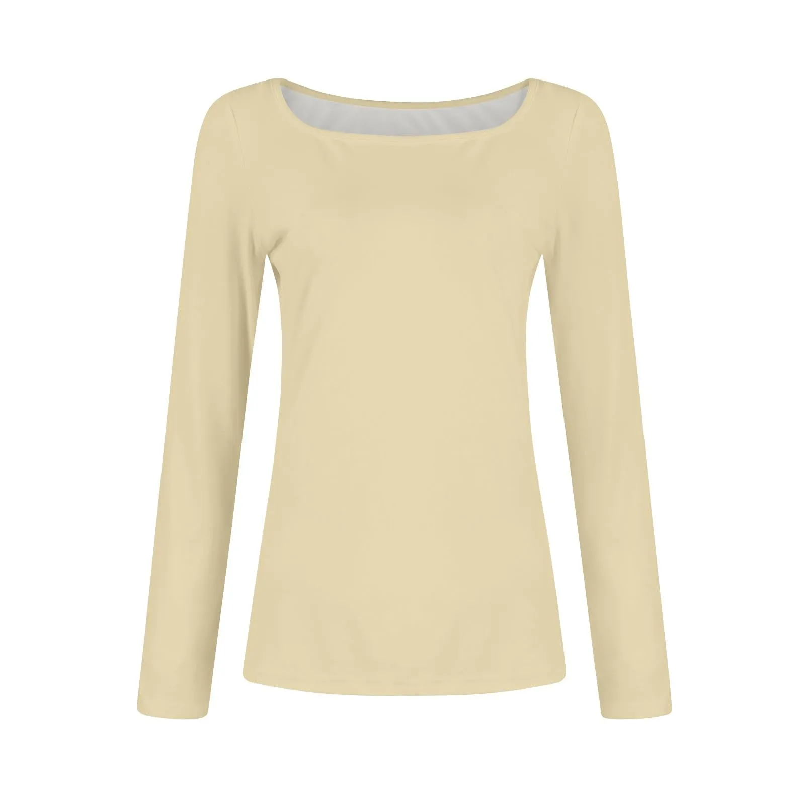 MOKBAY Maglietta Donna Eleganti Autunno Slim Fit Manica Lunga Curvy T-Shirt Aderente Maglia Top Bianco Y2k Elegante Maglie Tinta Unita Maglia Bianca Donna XL - immagine 5