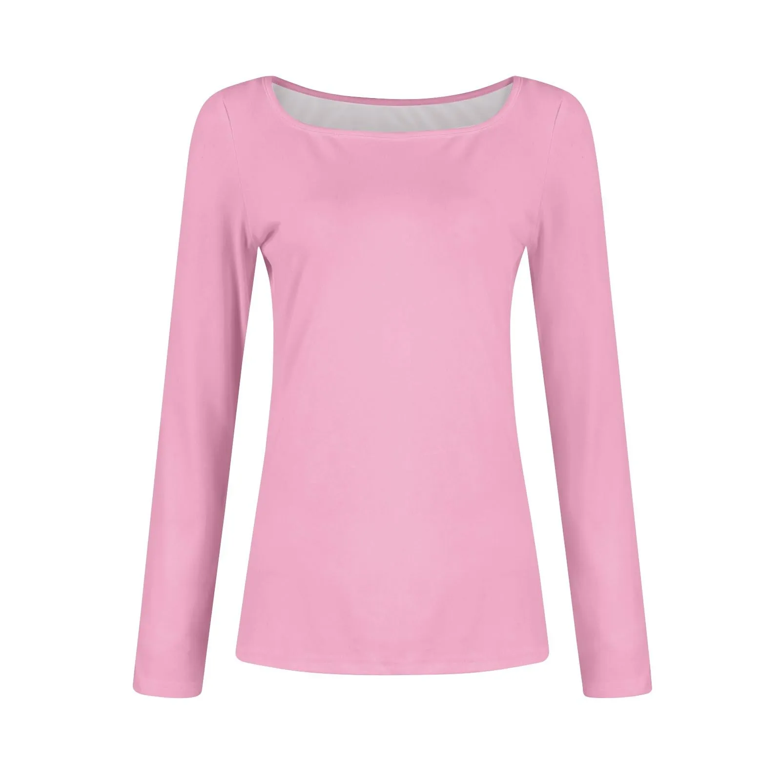 MOKBAY Maglia Scollo a Barca Tinta Unita Maglia Autunnali Basic Maglietta Arancione Donna T-Shirt Sexy Maglie Donna Aderente Elegante Slim Fit Manica Lunga Top Sexy L - immagine 5