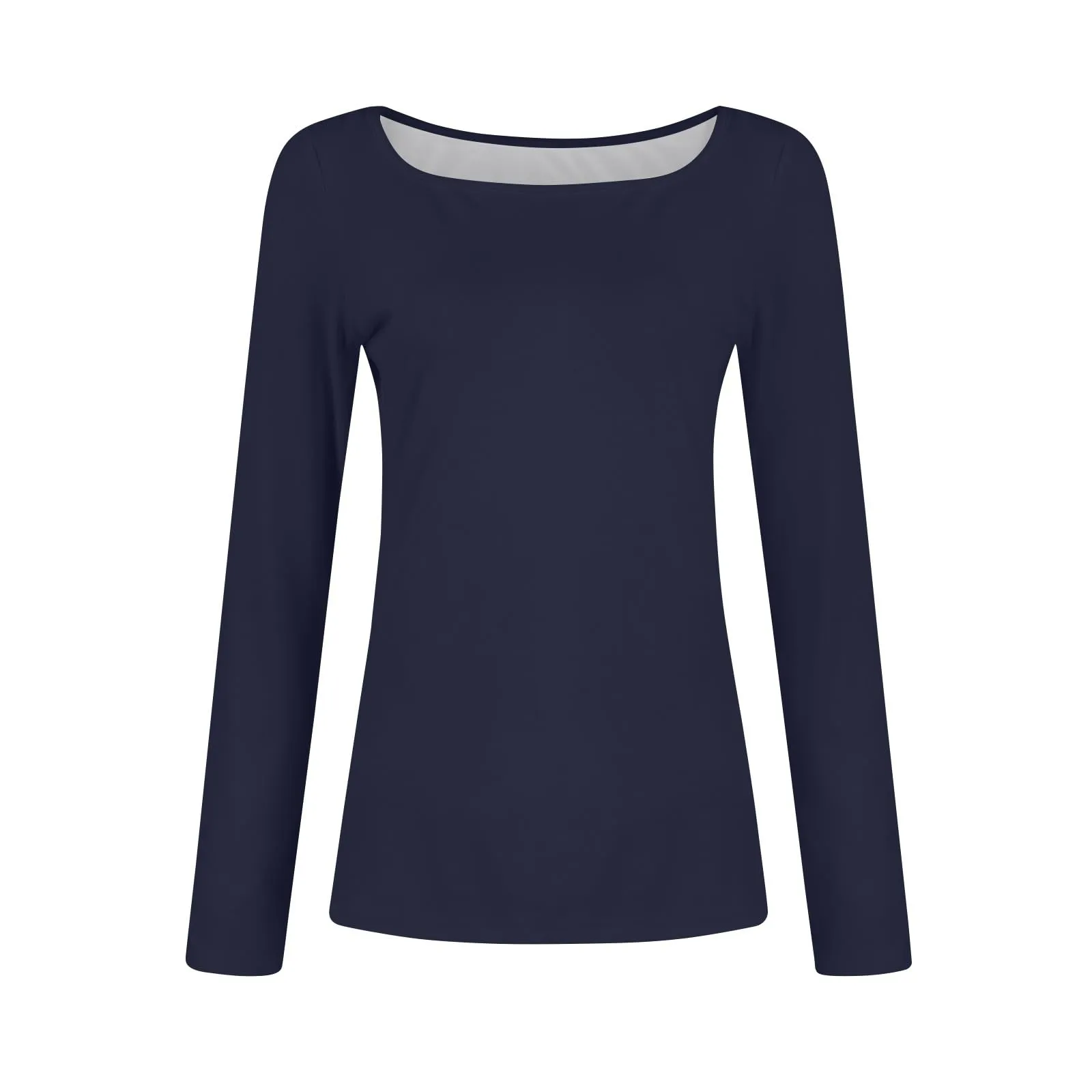 MOKBAY Maglie Cotone Maniche Lunghe Basic Attillate Maglia Maglietta Elegante Donna Tinta Unita Sexy T-Shirt Autunno Manica Lunga Curvy Slim Fit Maglia Donna Manica Lunga Elegante Top Arancione M - immagine 5