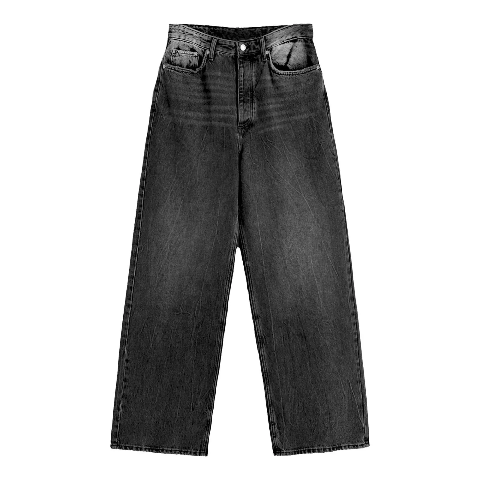 Baggy - Jeans da donna a gamba larga, a vita alta, comodi, lunghi, leggeri, dritti, elasticizzati, casual, taglio dritto, pantaloni da jogging streetwear, grigio., M - immagine 4