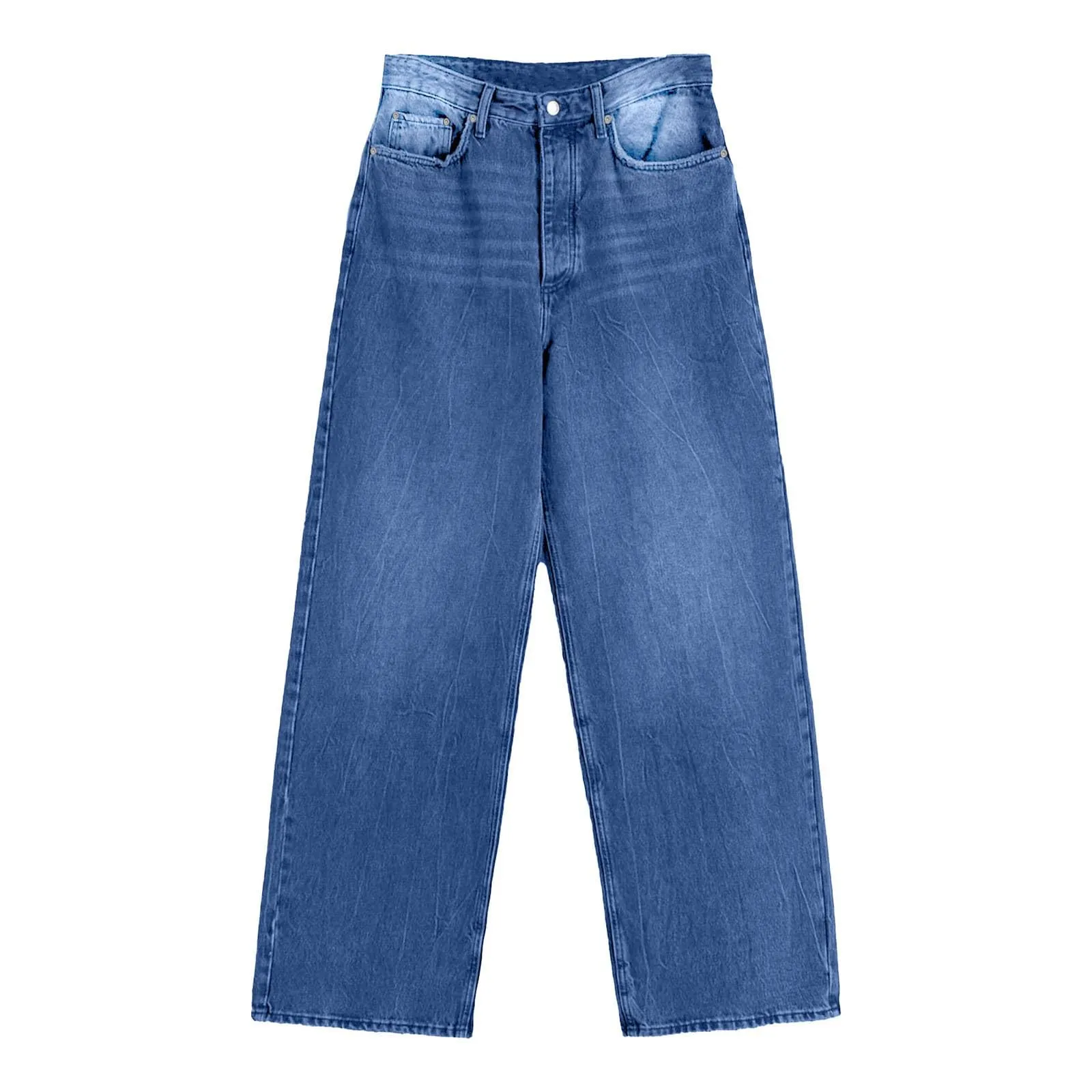 Baggy - Jeans da donna a gamba larga, a vita alta, comodi, lunghi, leggeri, dritti, elasticizzati, casual, taglio dritto, pantaloni da jogging streetwear, a, L - immagine 5
