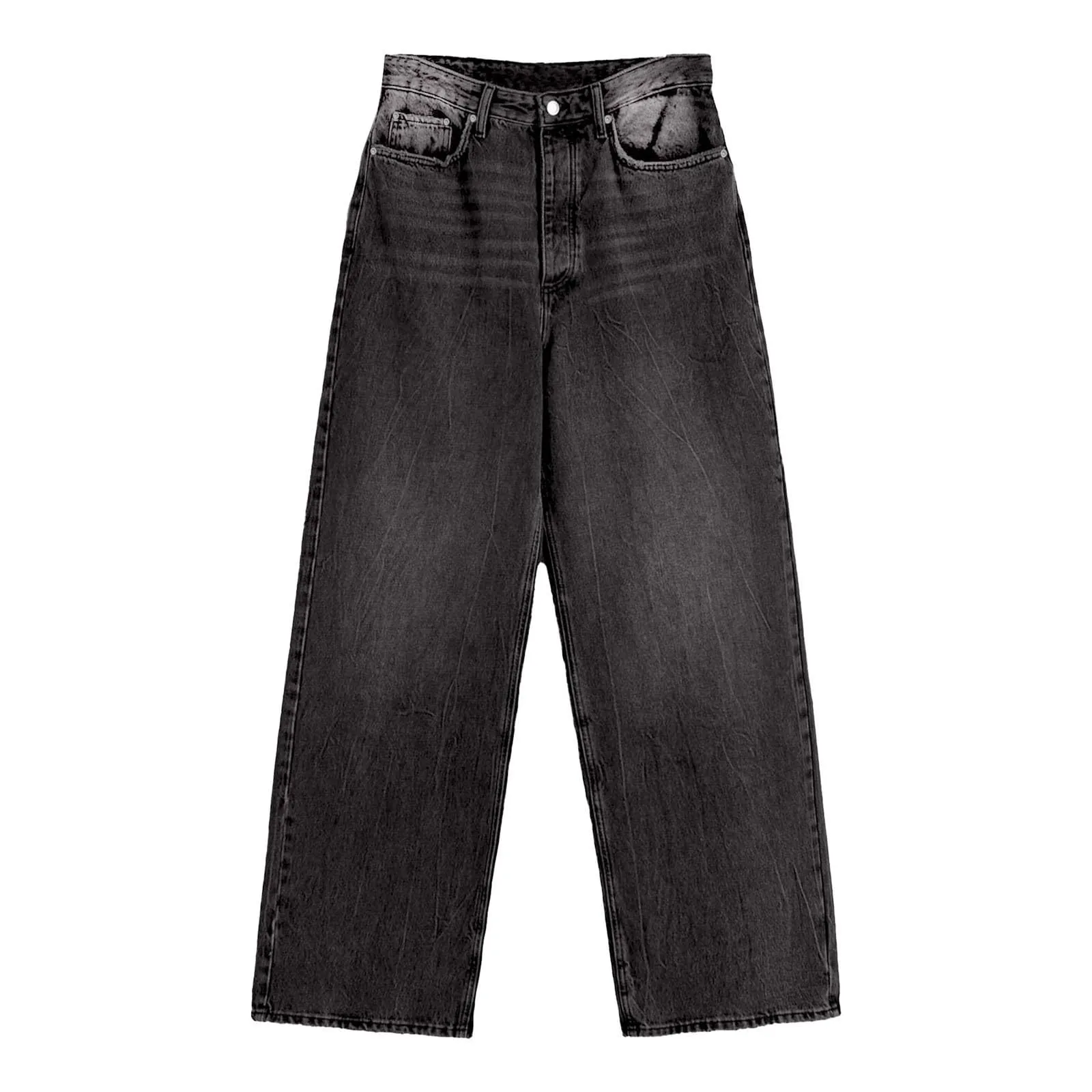 Baggy - Jeans da donna a gamba larga, a vita alta, comodi, lunghi, leggeri, dritti, elasticizzati, casual, taglio dritto, pantaloni da jogging streetwear, Nero , M - immagine 5