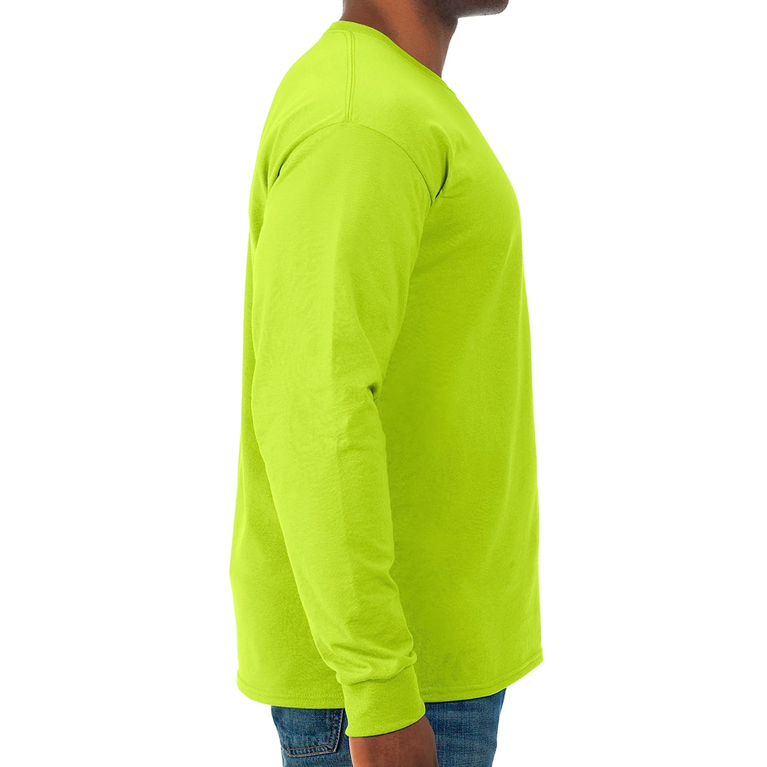 Jerzees Dri-Power Maglietta a Maniche Lunghe in Misto Cotone, Traspirante, Protezione Contro Gli odori, UPF 30+, Taglie S-3X, Verde Sicurezza, L - immagine 2