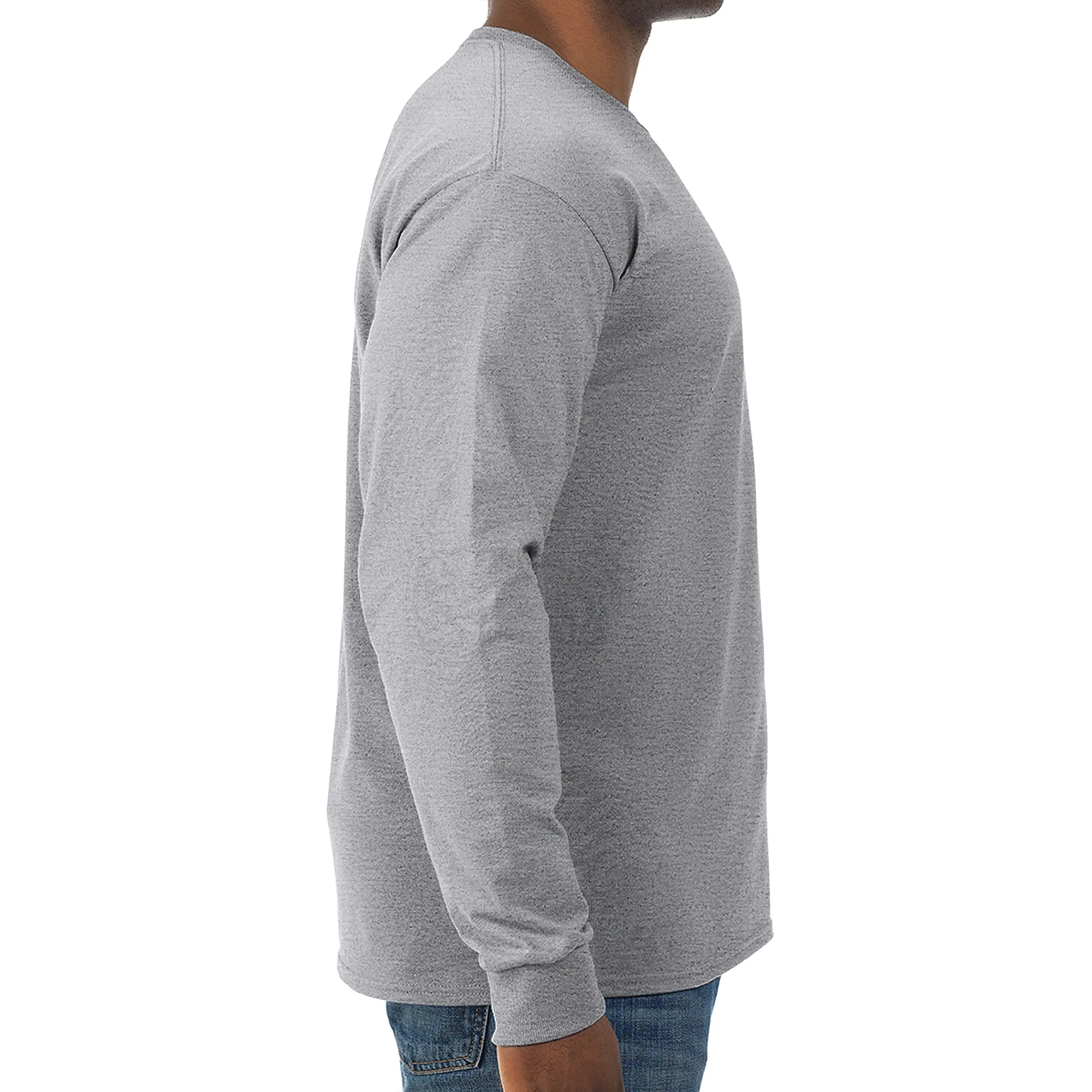 Jerzees Dri-Power Maglietta a Maniche Lunghe in Misto Cotone, Traspirante, Protezione Contro Gli odori, UPF 30+, Taglie S-3X, Sportivo, mélange, M - immagine 2