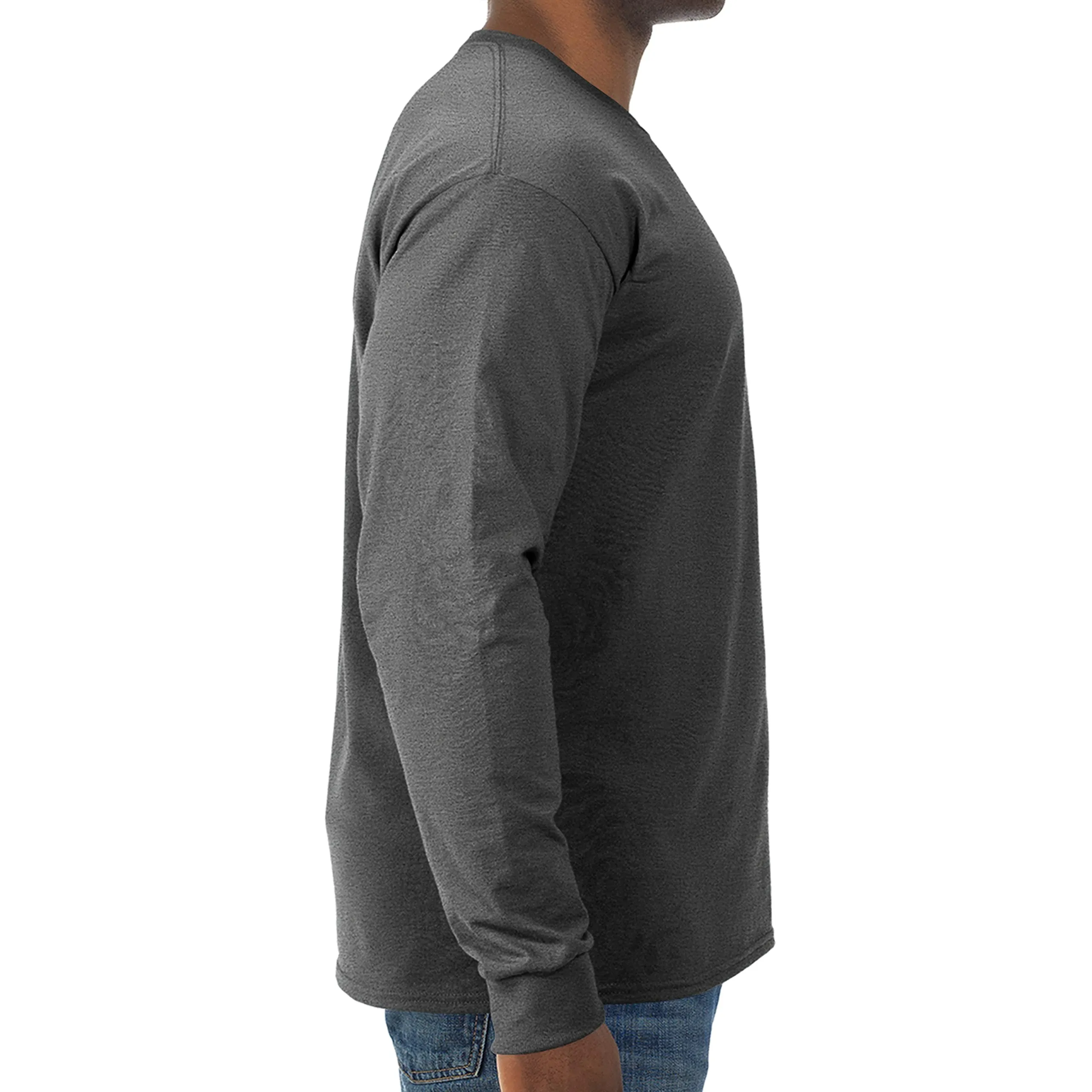 Jerzees Dri-Power Maglietta a Maniche Lunghe in Misto Cotone, Traspirante, Protezione Contro Gli odori, UPF 30+, Taglie S-3X, Erica, Nero, XL - immagine 2