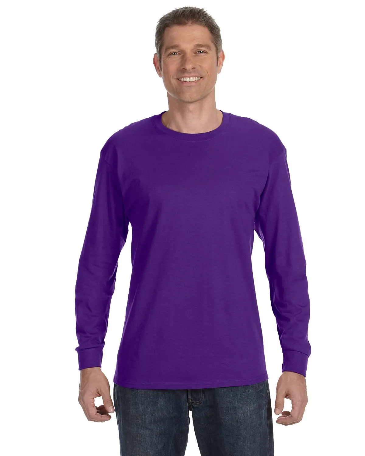 Jerzees Maglietta a maniche lunghe in misto pesante 50/50, 158,8 g, 29 L, viola scuro, Porpora in tenso , 3XL - immagine 1