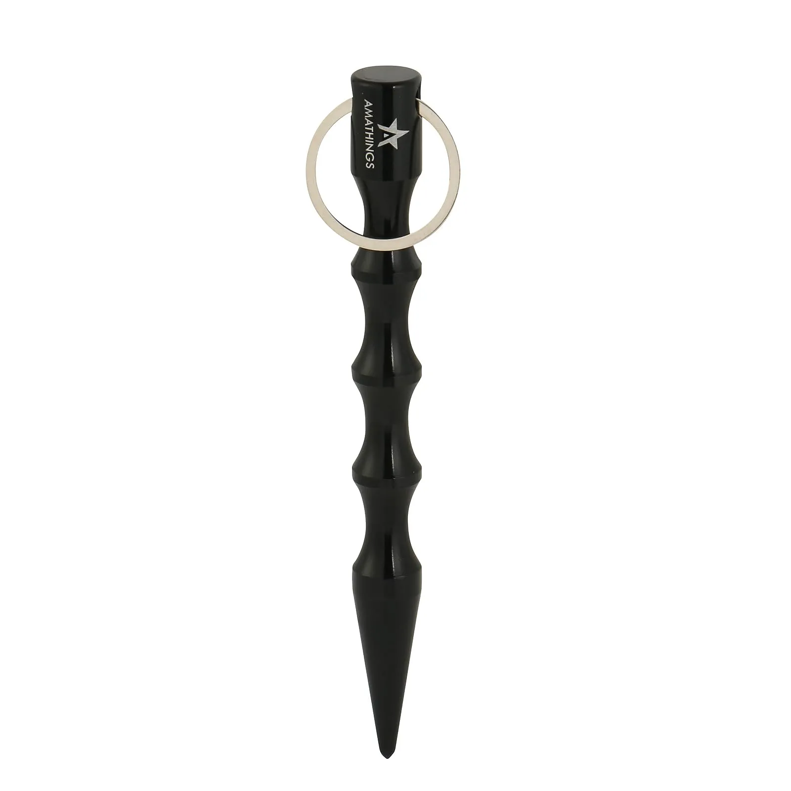Amathings - Kubotan in diversi colori con impugnatura ergonomica e anello portachiavi, con o senza segnale di SOS, del tutto legale, 2 - 4 pezzi, nero/argento - immagine 4