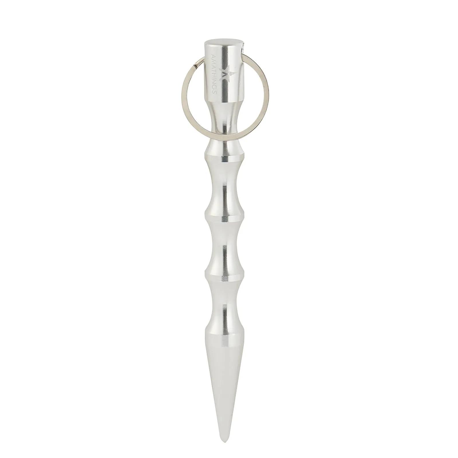 Amathings - Kubotan in diversi colori con impugnatura ergonomica e anello portachiavi, con o senza segnale di SOS, del tutto legale, 2 - 4 pezzi, nero/argento - immagine 5