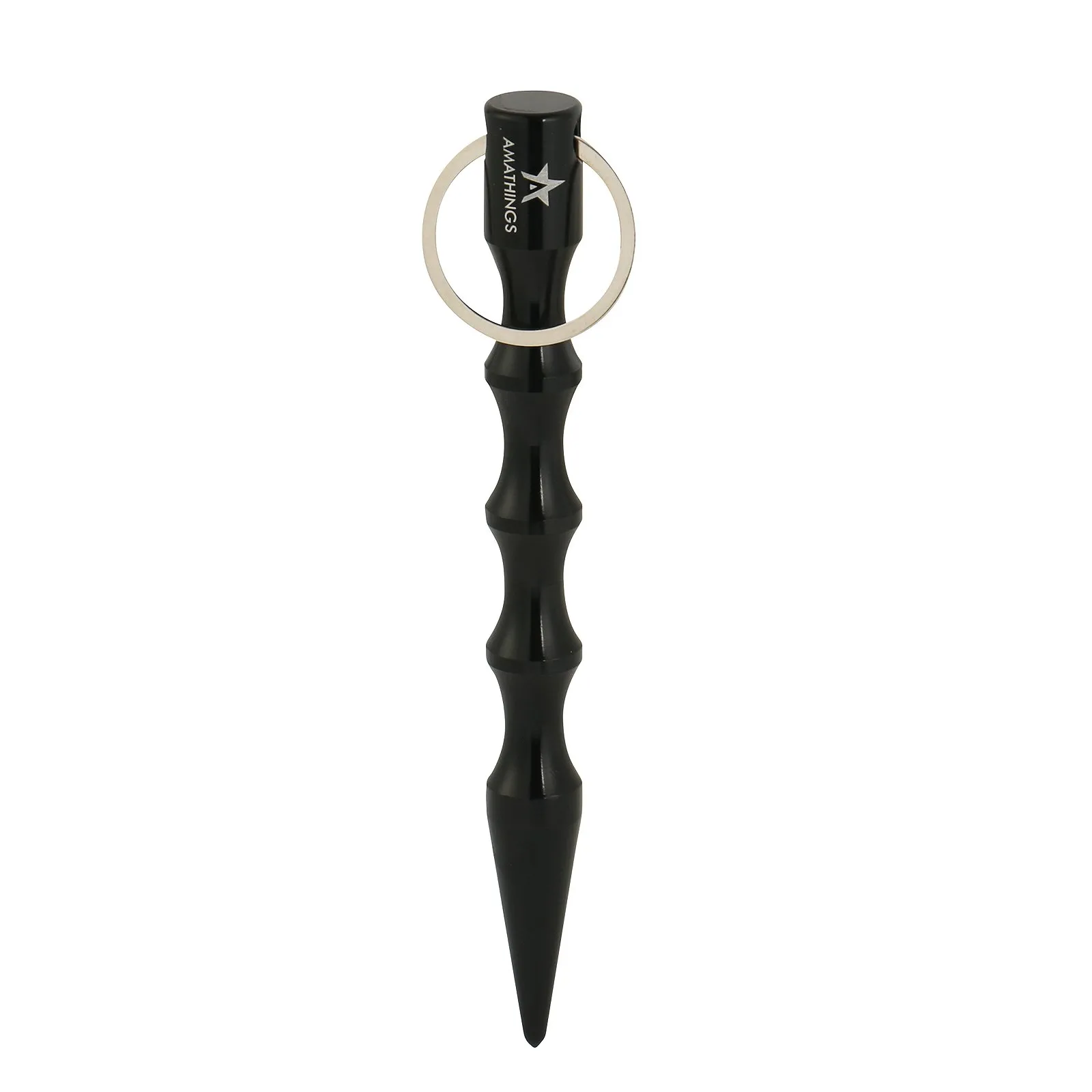 Amathings - Kubotan in diversi colori con impugnatura ergonomica e anello portachiavi, con o senza segnale di SOS, del tutto legale, 2 - 4 pezzi, nero/argento - immagine 6