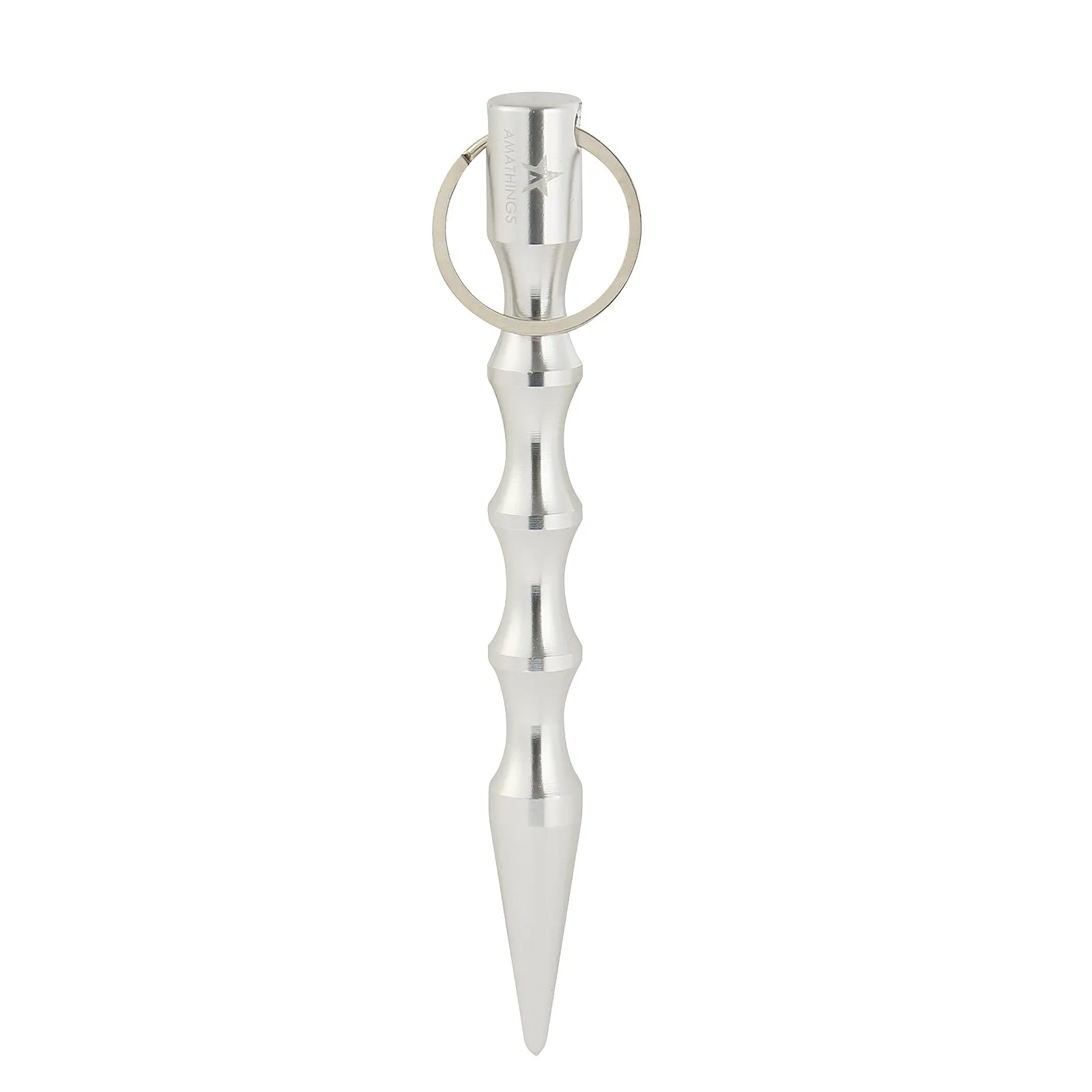 Amathings - Kubotan in diversi colori con impugnatura ergonomica e anello portachiavi, con o senza segnale di SOS, del tutto legale, 2 - 4 pezzi, nero/argento - immagine 7