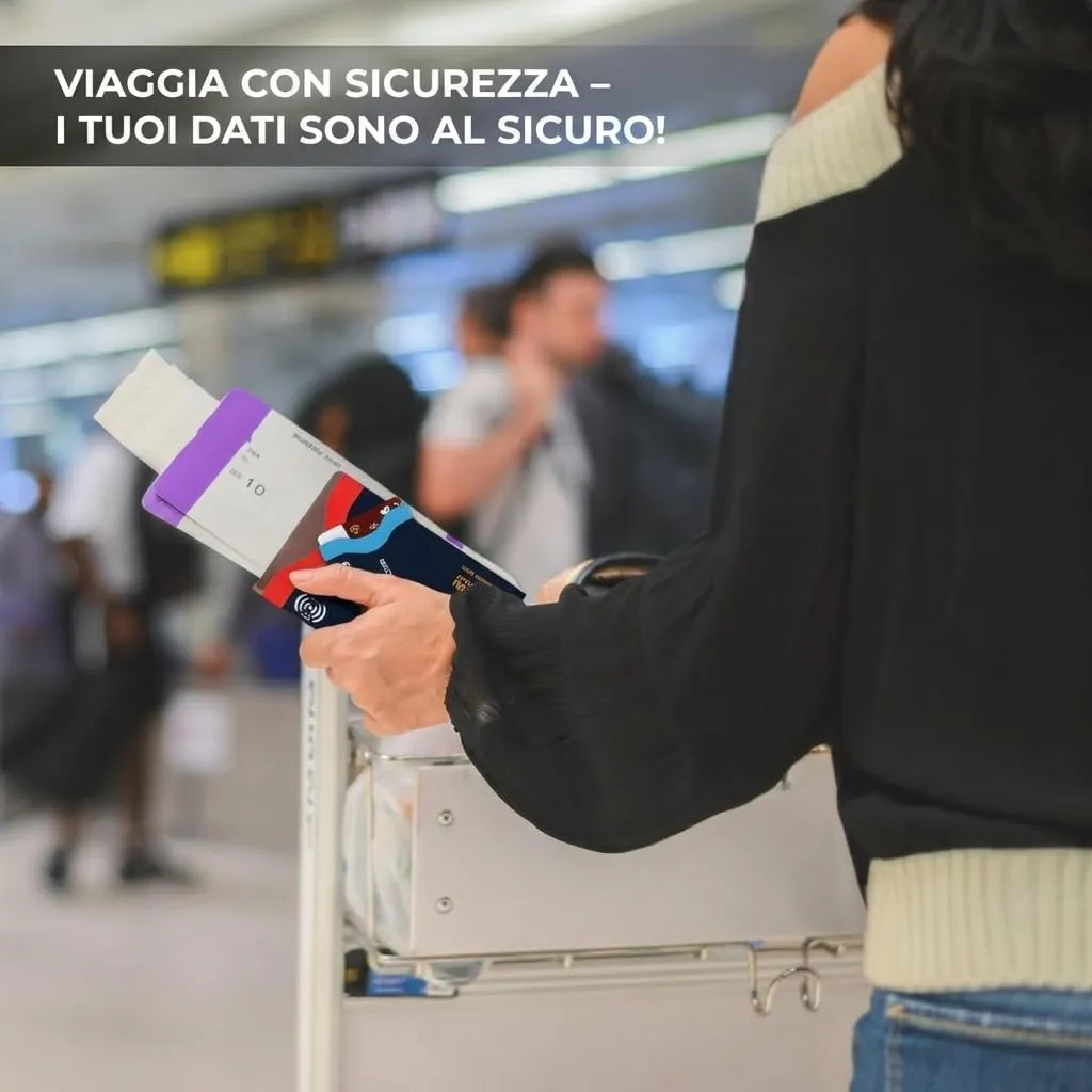 Proteggi Carte di Credito Contactless RFID, 12 Buste Blocco RFID con Codifica a Colori, Protezione RFID per Carte di Credito Bancomat e Documenti, Porta Bancomat Schermato di Boxiki Travel - immagine 5