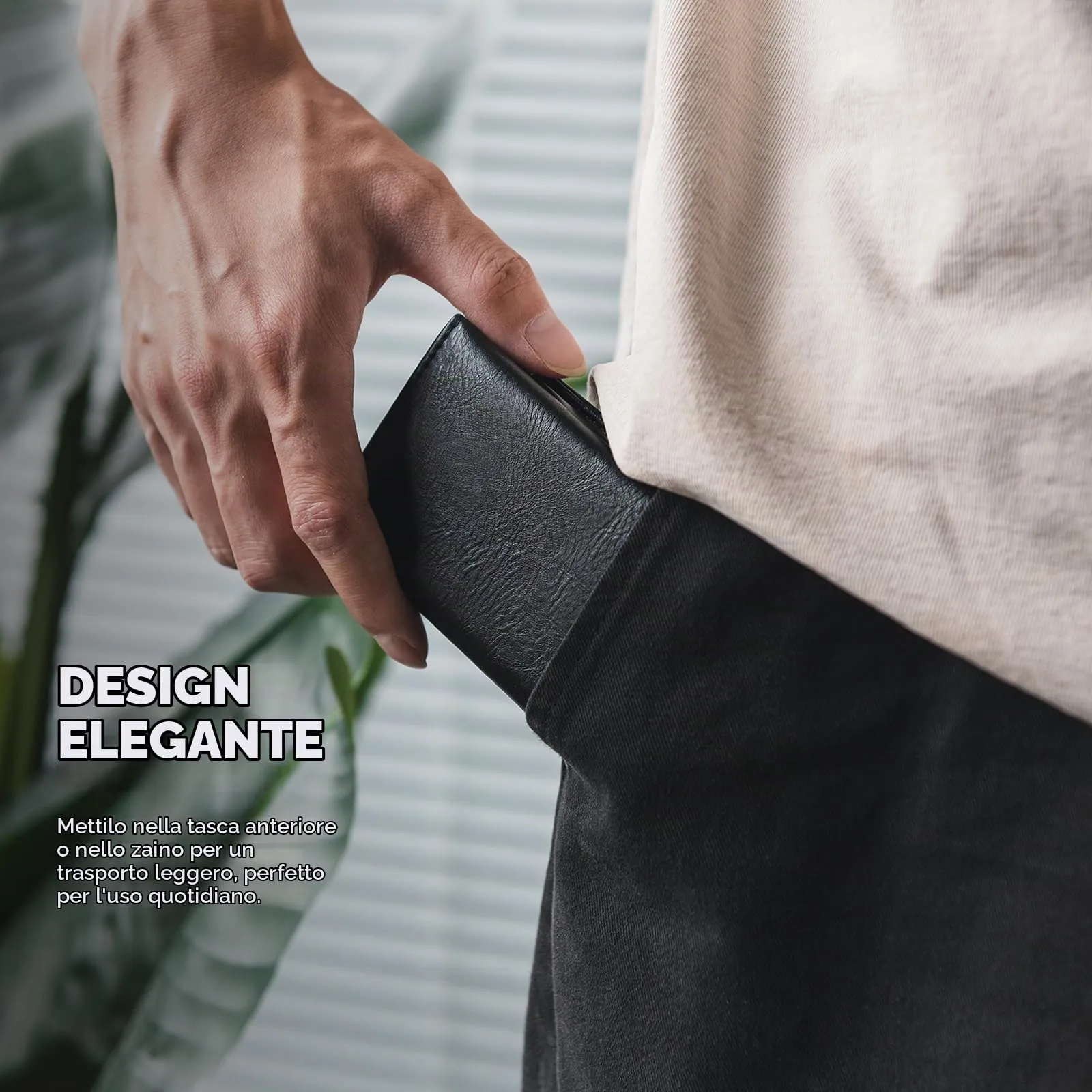 VULKIT Porta Carte di Credito Schermato RFID Portafoglio Uomo Bifold in Pelle Pop Up Automatico e Porta Banconote Tasca Monete con Zip, Nero - immagine 7