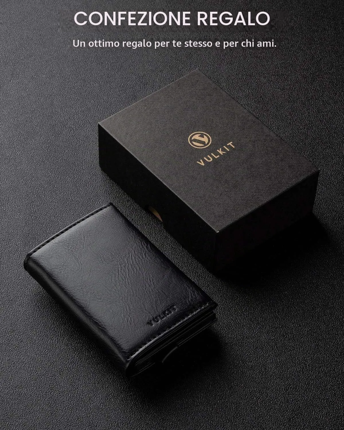 VULKIT Porta Carte di Credito Schermato RFID Portafoglio Uomo Bifold in Pelle Pop Up Automatico e Porta Banconote Tasca Monete con Zip, Nero - immagine 8