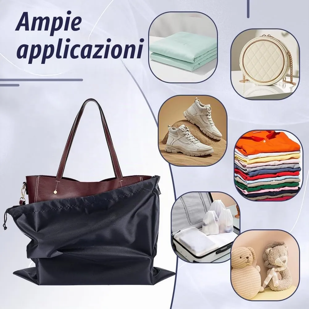 NBEADS 12 pz Sacchetti per La Polvere per Borse, Borse Portaoggetti In Finta Seta Borsa Da Viaggio Portatili In Tessuto con Coulisse per Scarpe, Stivali, 39.7x50 cm, Nero - immagine 6