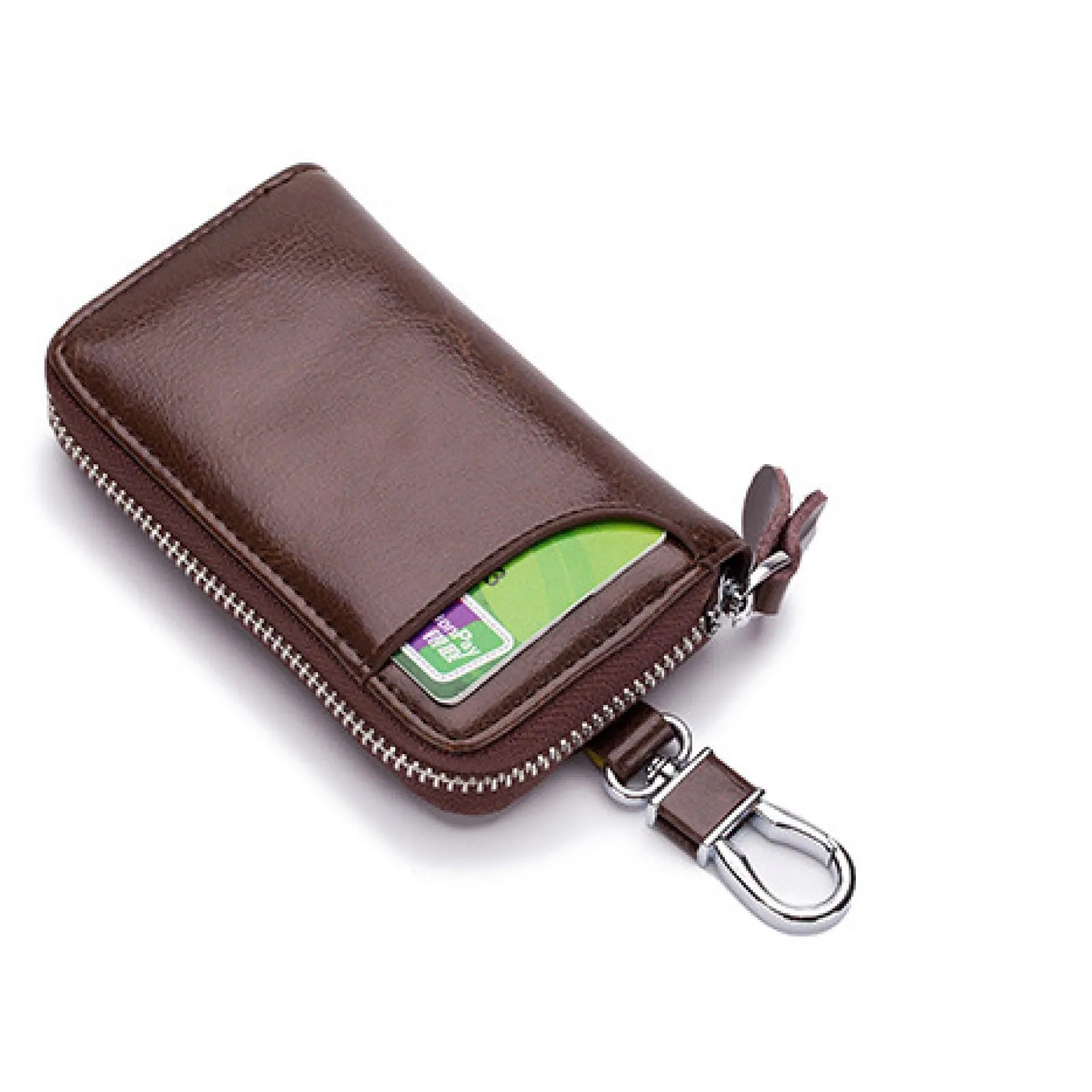 LTLSZRN Portachiavi in Pelle, Raccoglitore Chiave multifunzione,Borse universali per auto portachiavi per uomo donna,Tasche e Ganci, portafoglio portachiavi Impermeabile (marrone) - immagine 1