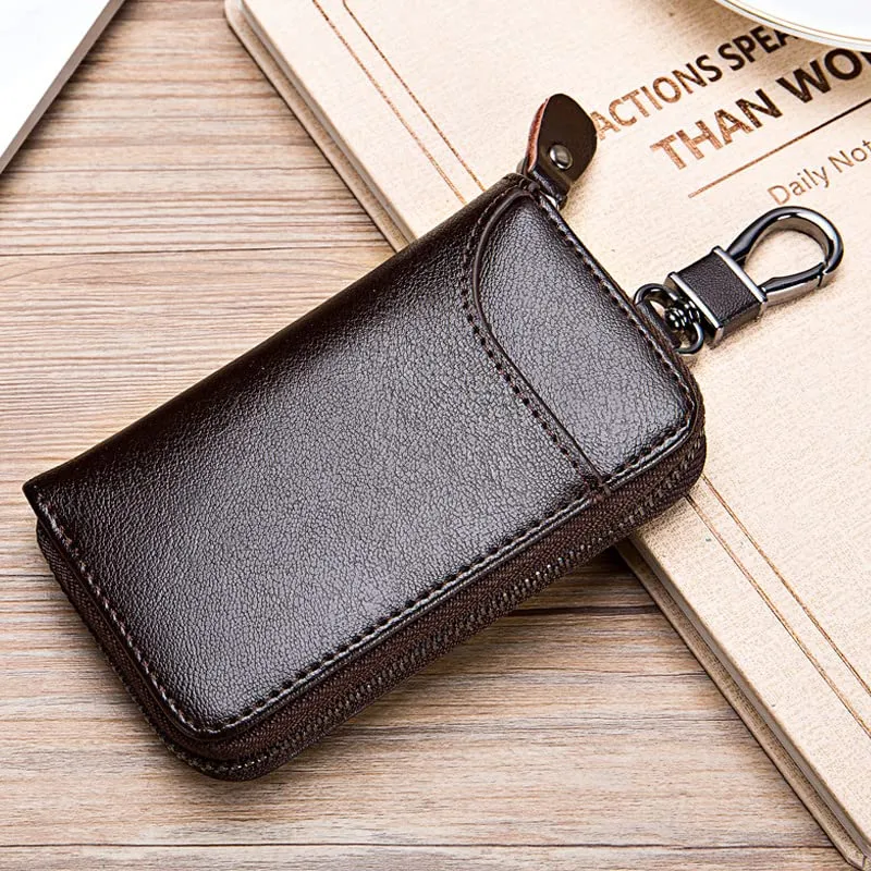 LTLSZRN Portachiavi in Pelle, Raccoglitore Chiave multifunzione,Borse universali per auto portachiavi per uomo donna,Tasche e Ganci, portafoglio portachiavi Impermeabile (marrone) - immagine 2