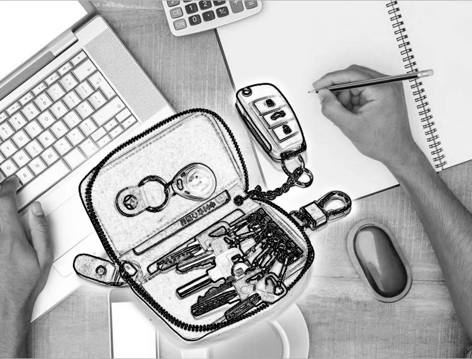 LTLSZRN Portachiavi in Pelle, Raccoglitore Chiave multifunzione,Borse universali per auto portachiavi per uomo donna,Tasche e Ganci, portafoglio portachiavi Impermeabile (marrone) - immagine 5