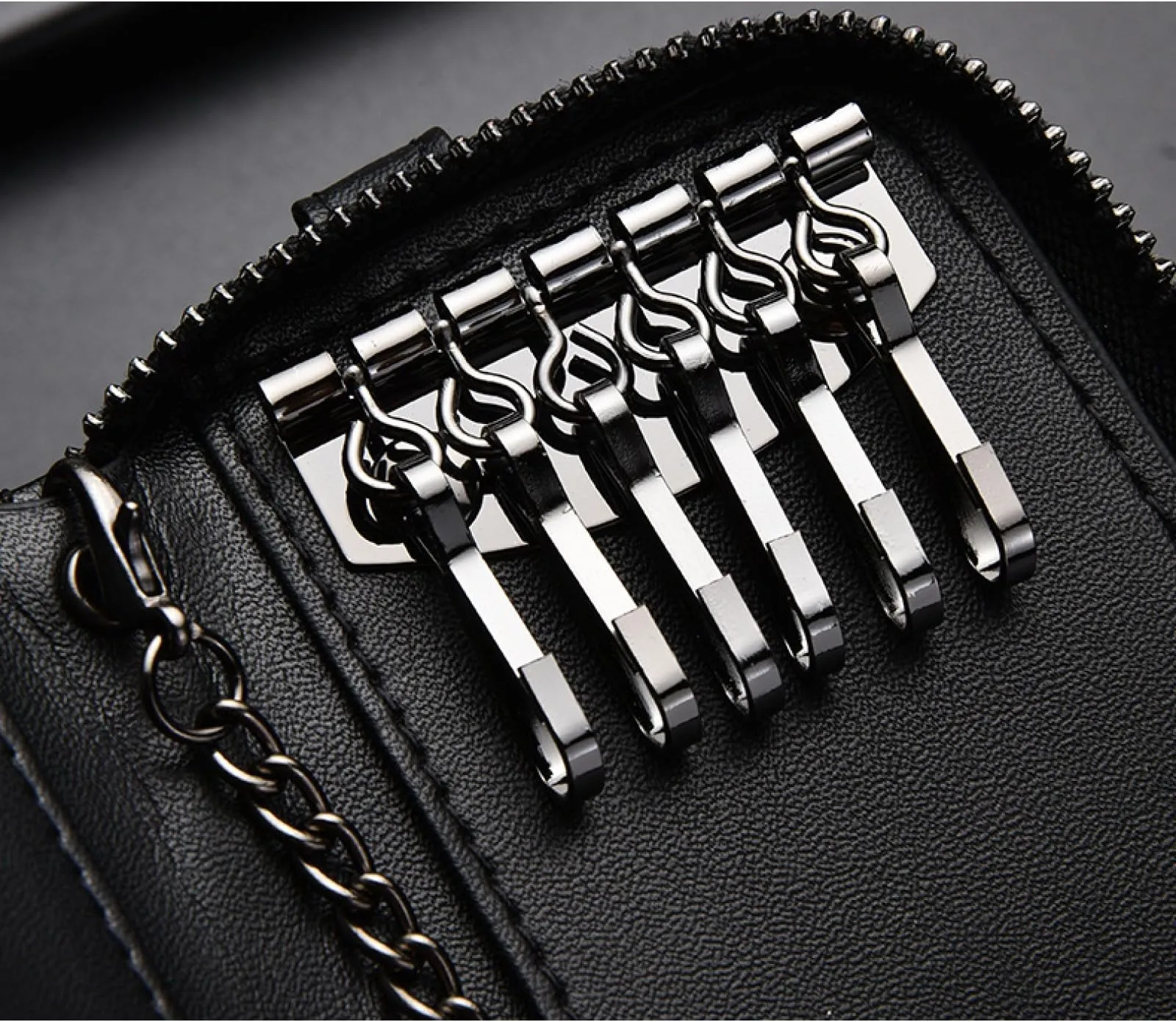 LTLSZRN Portachiavi in Pelle, Raccoglitore Chiave multifunzione,Borse universali per auto portachiavi per uomo donna,Tasche e Ganci, portafoglio portachiavi Impermeabile (marrone) - immagine 7