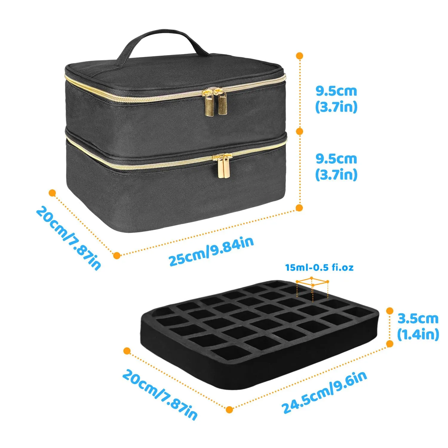 BOHEMIABY Porta Smalti Organizer, Borsa Porta Smalti può Ospitare 30 Smalto Unghie, Scatola da Viaggio Per Smalti, Valigia per Unghie Professionale Mettere Fornetto Unghie Semipermanente (Nero) - immagine 6