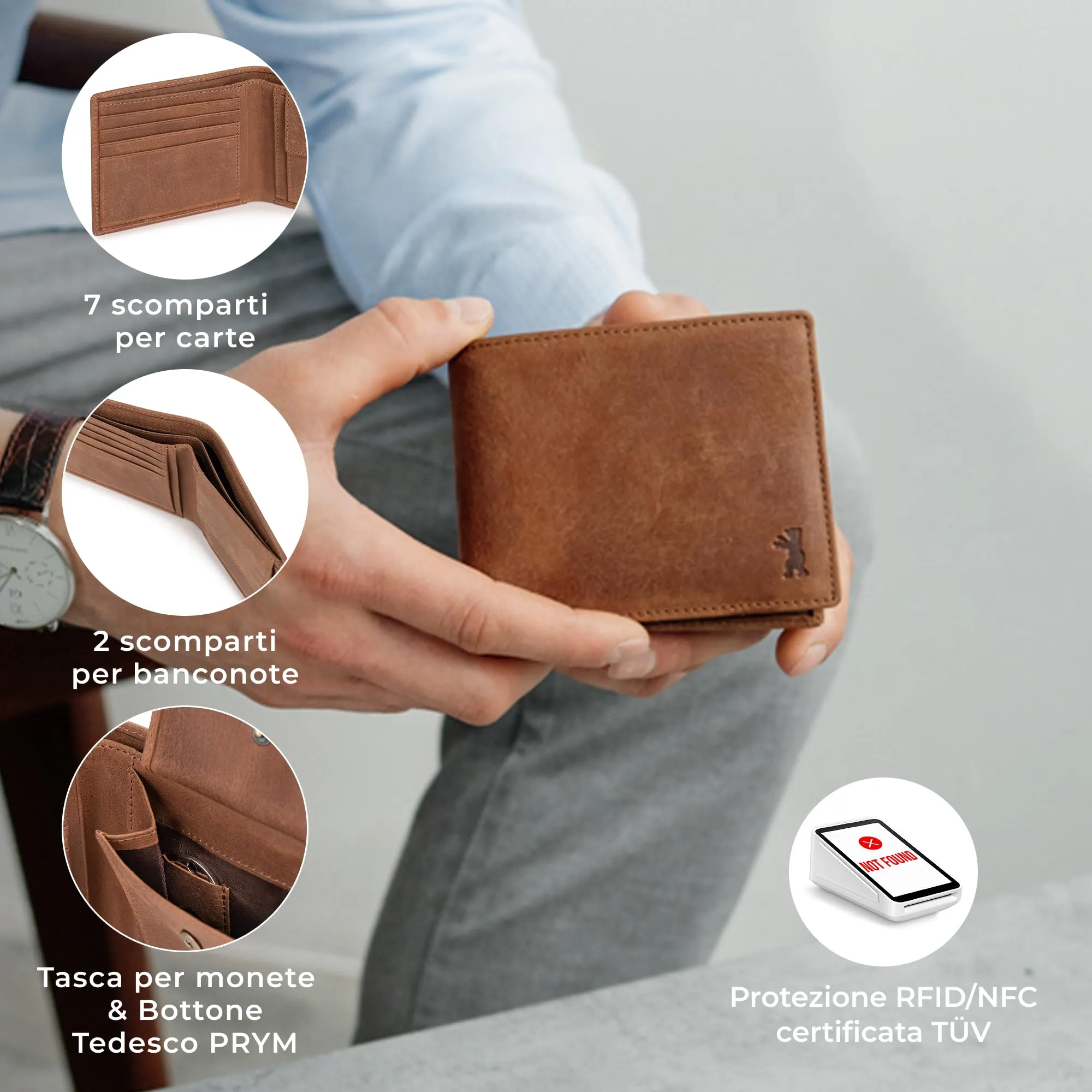 Berliner Bags Portafoglio Uomo con Portamonete e Porta Carte in Pelle RFID - immagine 3