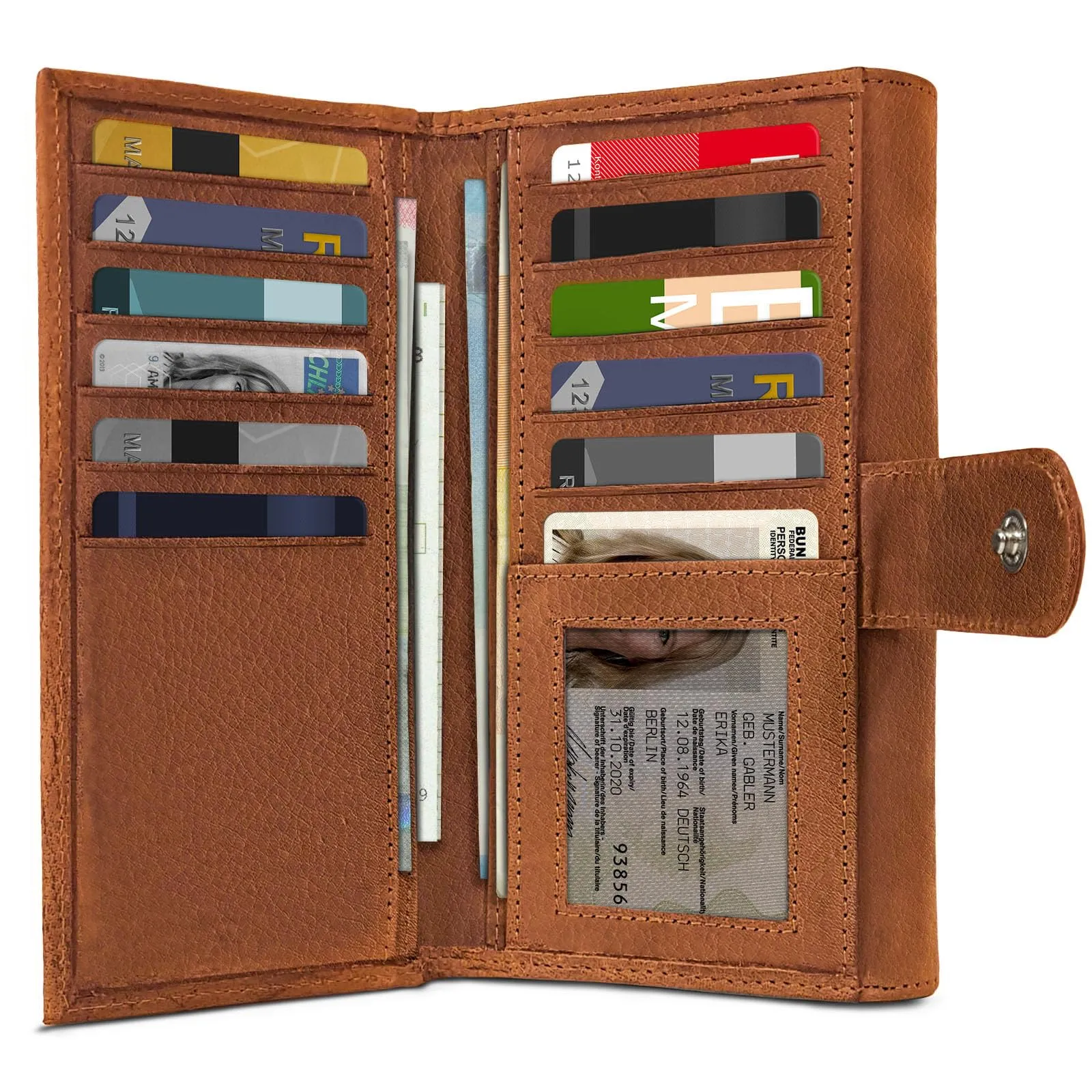 ROYALZ "Orelia Portafoglio vera Pelle Donna Grande Portamoneta Capiente Porta Carte Credito 18 Scomparti Bloccaggio Protezione RFID Etui Lungo - immagine 4