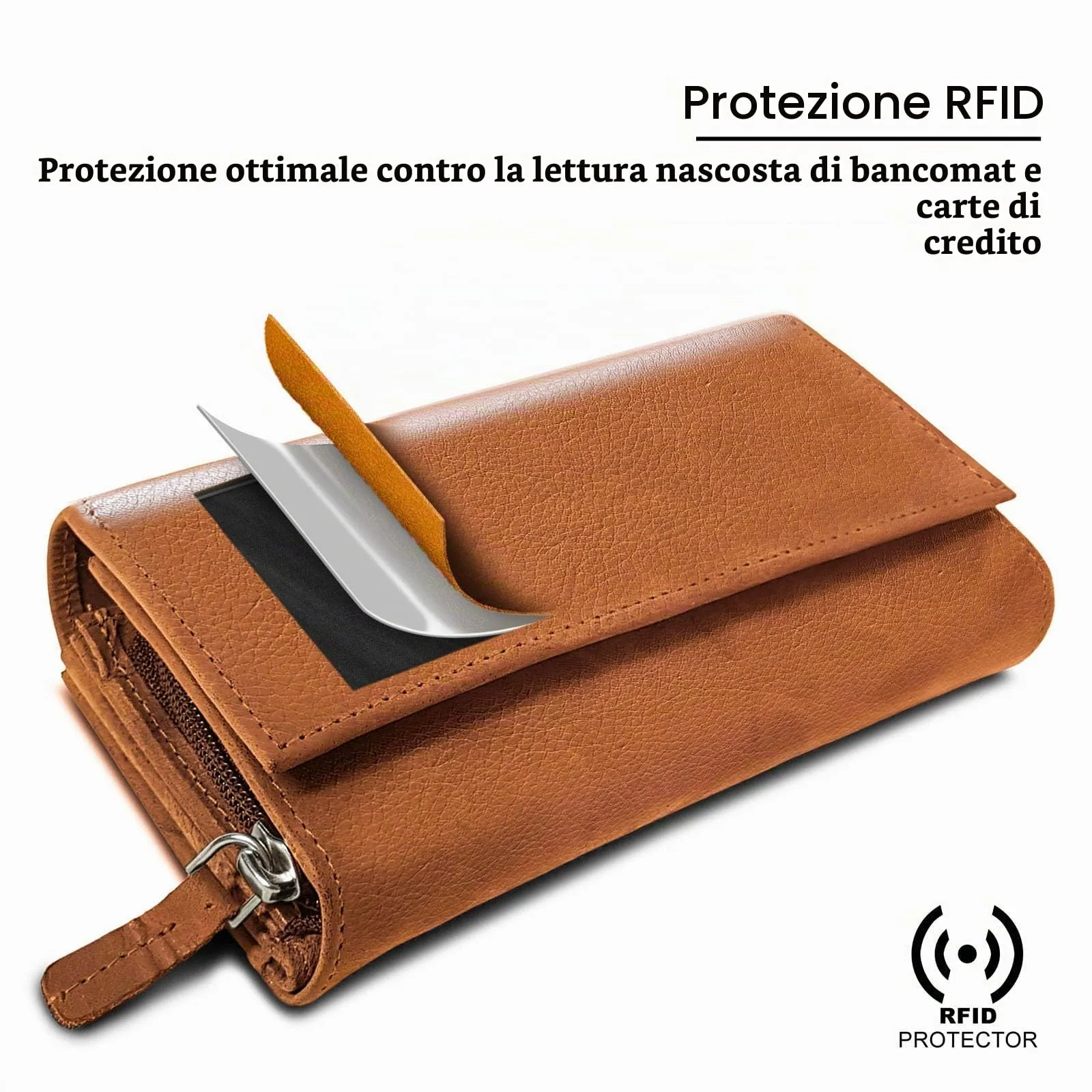 ROYALZ "Orelia Portafoglio vera Pelle Donna Grande Portamoneta Capiente Porta Carte Credito 18 Scomparti Bloccaggio Protezione RFID Etui Lungo - immagine 6