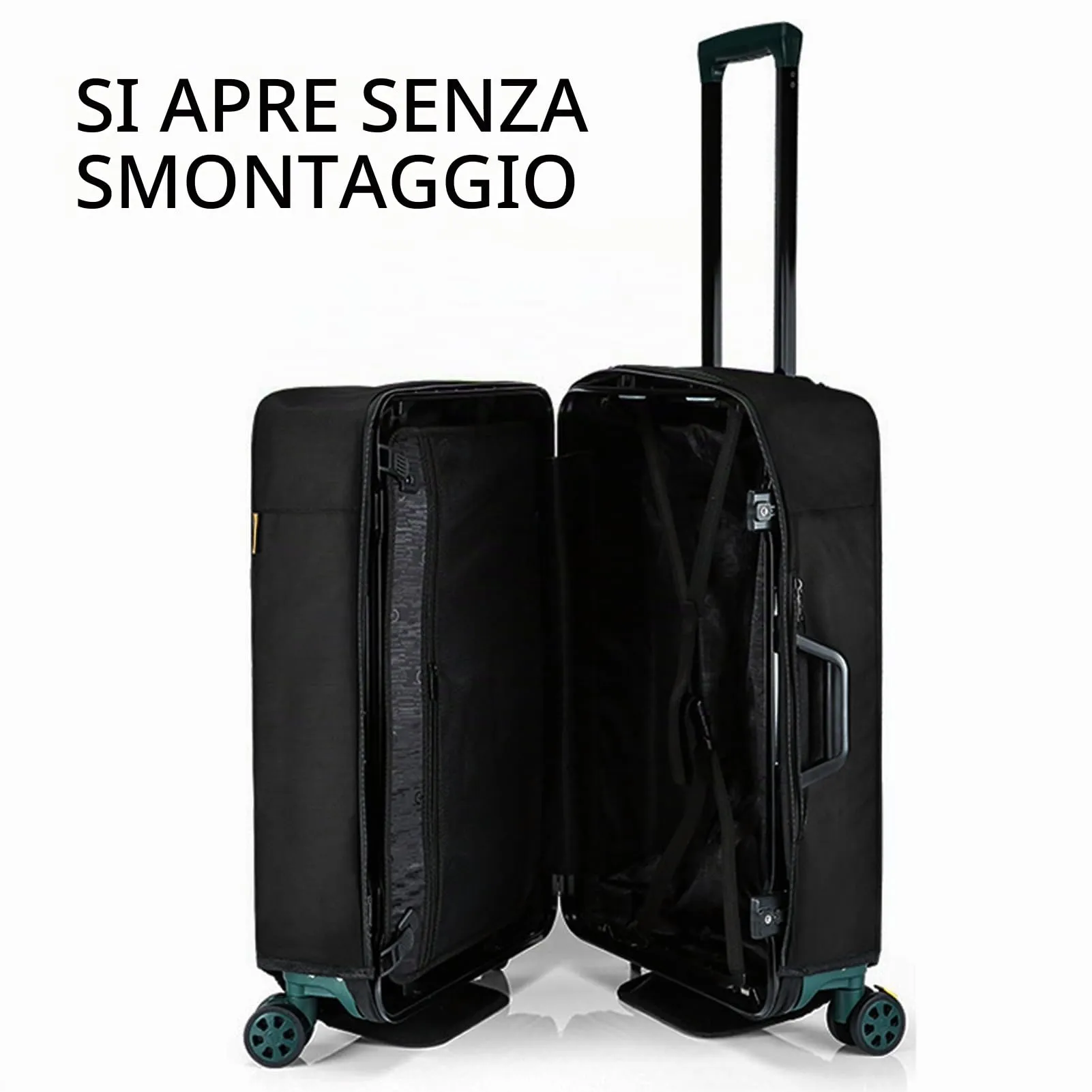Veki Custodia Protettiva Valigia da Viaggio, Coprivaligia Trasparente, Anti-Polvere Copertura, Copri Valigia Impermeabile, Antigraffio Protettore di Bagagli Luggage Cover (Nero, 24 Pollici) - immagine 2