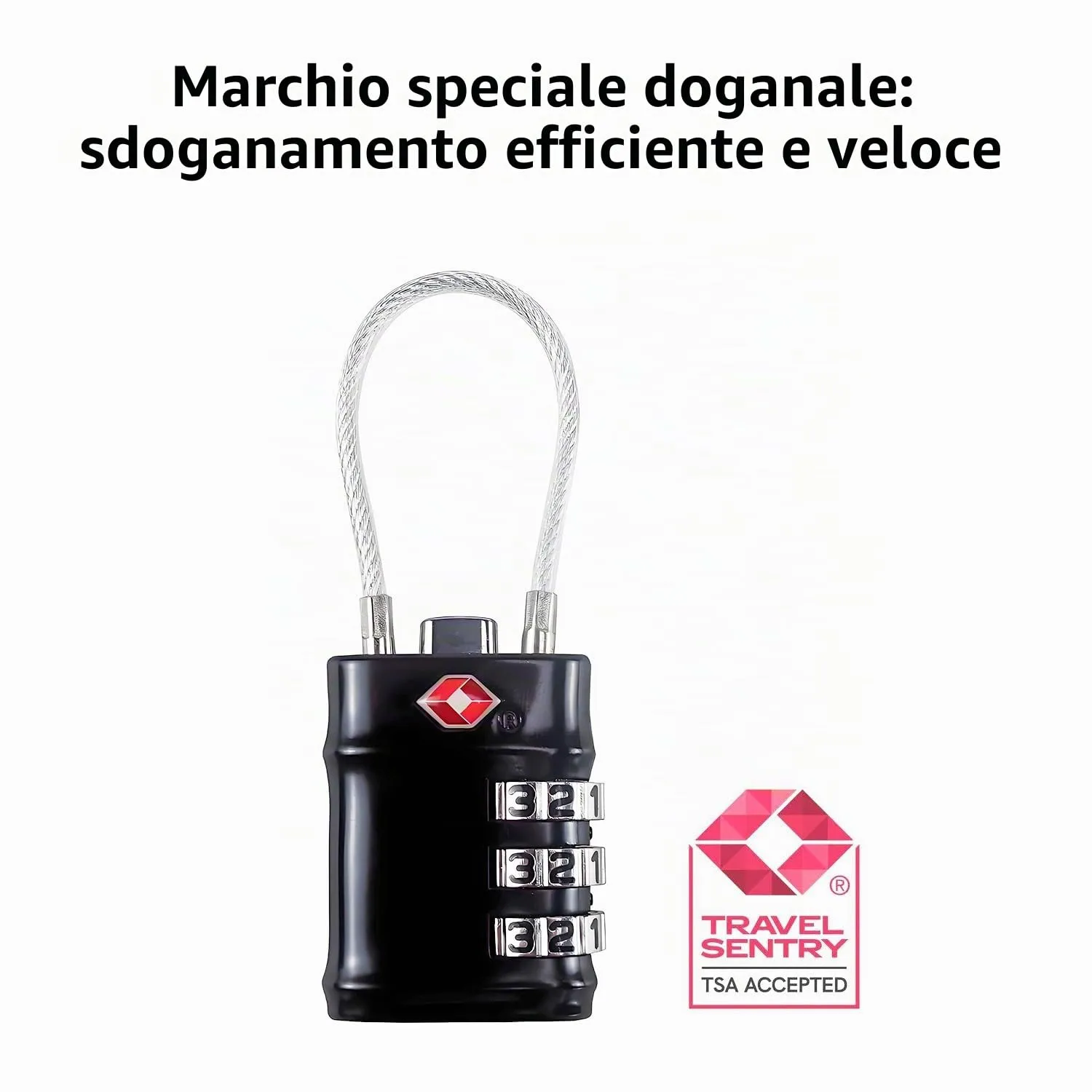 QUMOX Lucchetti per Bagagli con Cavo Approvati TSA, Lucchetti a Combinazione a 3 Cifre, Lucchetto da Viaggio per Valigie e Borse, Corpo in Lega, Accessori da Viaggio (Nero Confezione da 4) - immagine 2