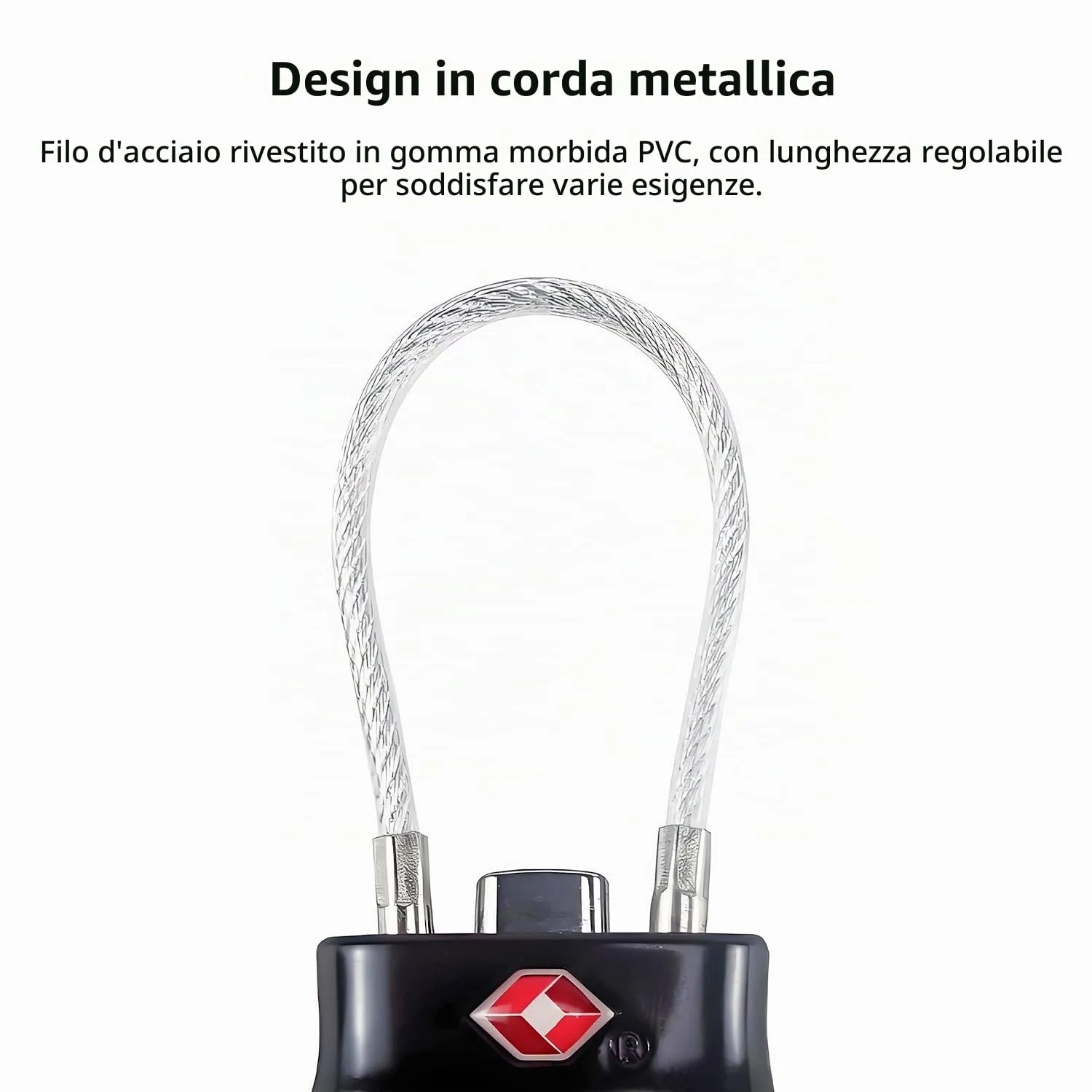 QUMOX Lucchetti per Bagagli con Cavo Approvati TSA, Lucchetti a Combinazione a 3 Cifre, Lucchetto da Viaggio per Valigie e Borse, Corpo in Lega, Accessori da Viaggio (Nero Confezione da 4) - immagine 4