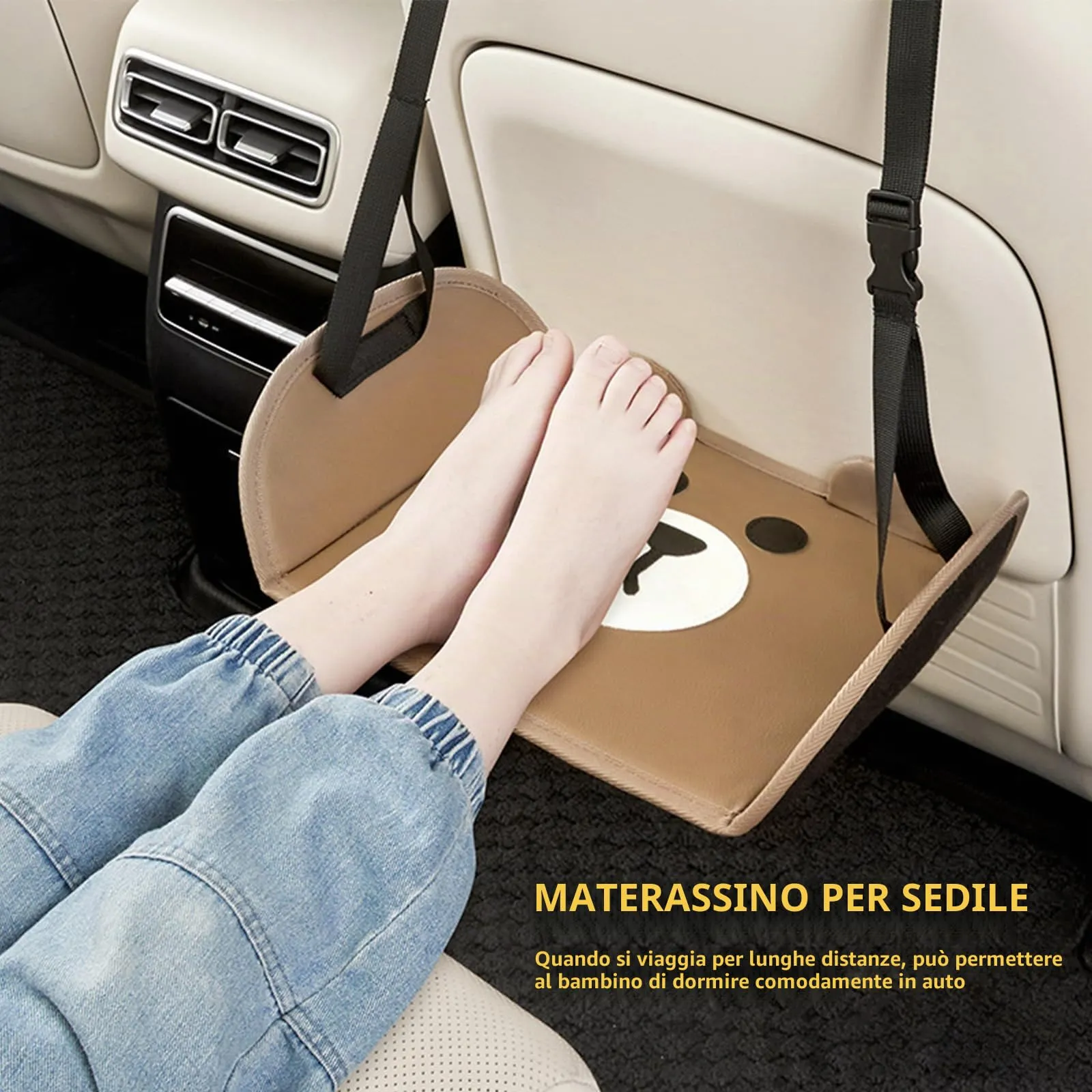 Poggiapiedi per Aeroplano, Estensione Sedile Per Bambini In Auto, Accessori Da Viaggio, Amaca Piedi, Portatile Viaggi Lettino Viaggio Bambini, Offre Ulteriore Sicurezza Ai Durante I Voli - immagine 4